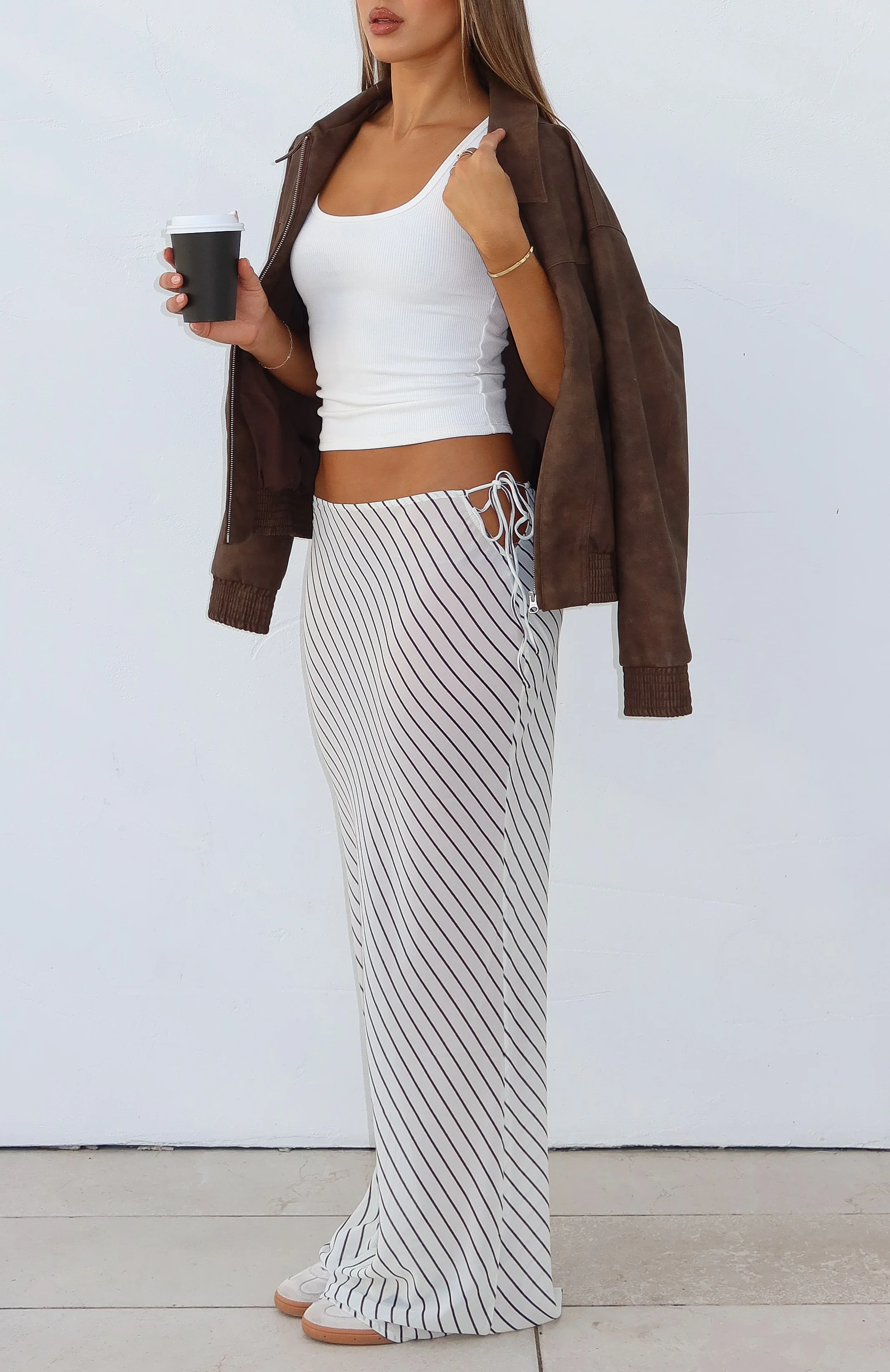 Luminous Maxi Skirt Cream/Choc Stripe - Image 8
