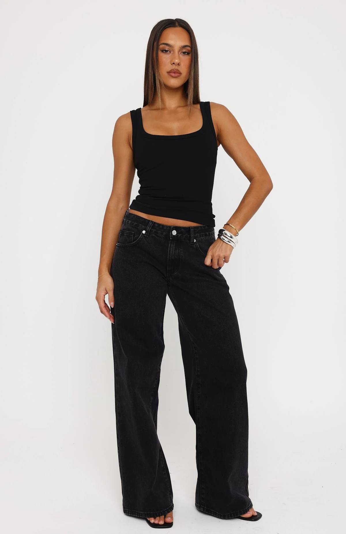Maeve Low Rise Wide Leg Jeans Black Acid - Image 2