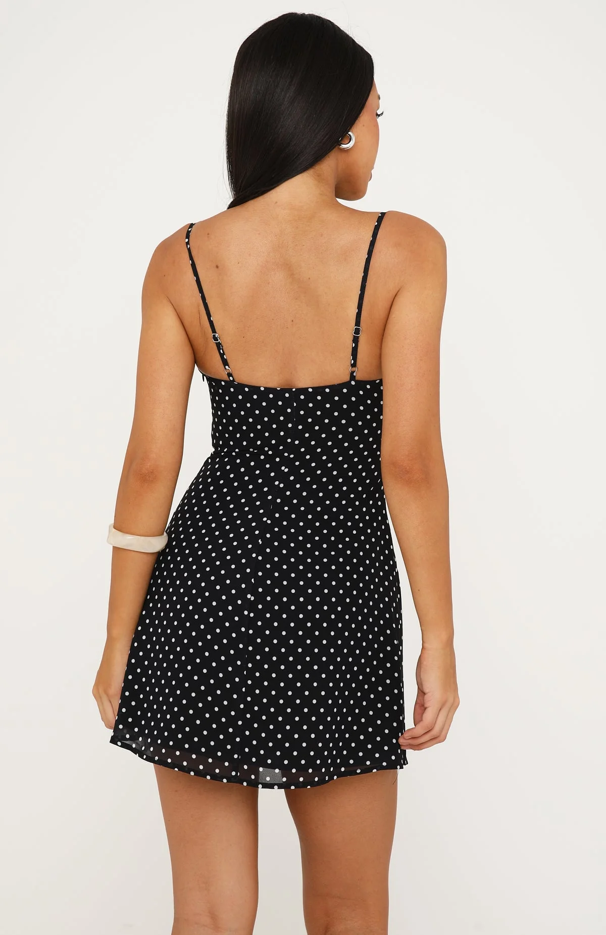 Making Statements Mini Dress Black/White Polka Dot - Image 4