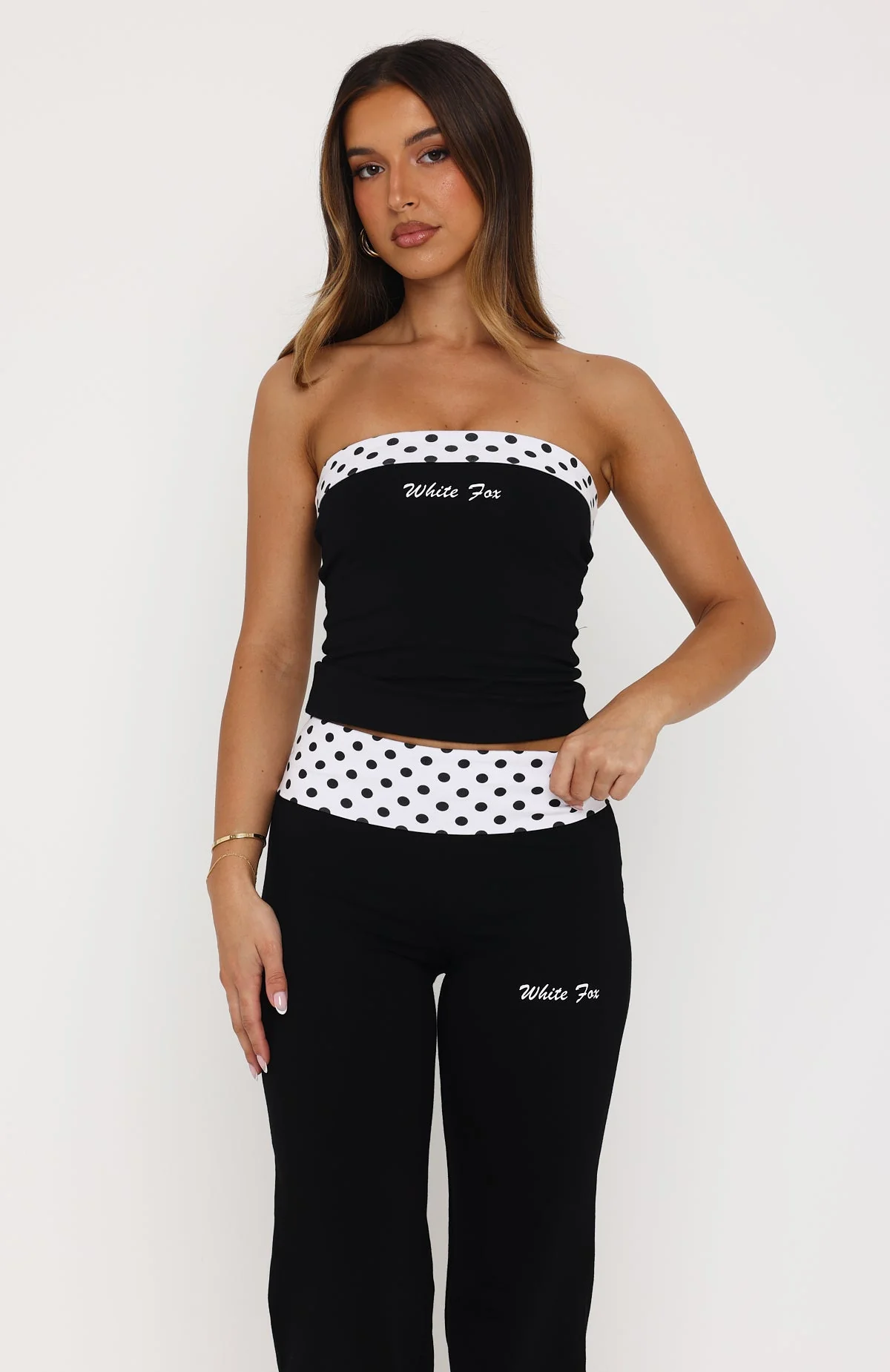 Never In Question Strapless Top Black/White Polka Dot - Image 2