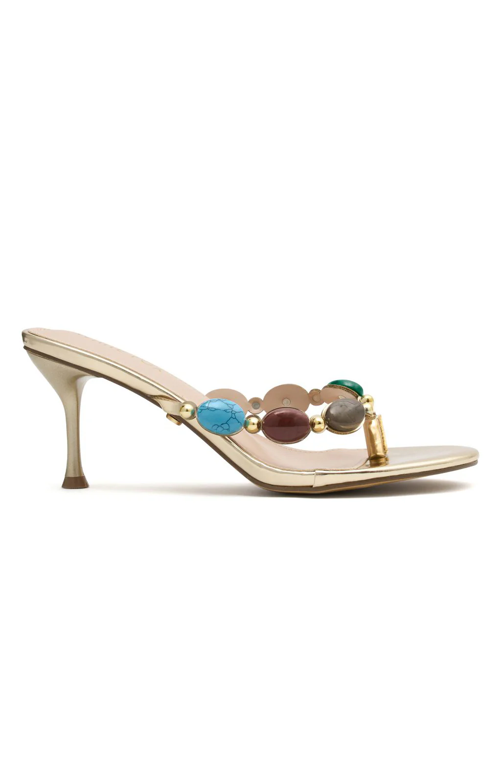 Nina Beaded Mules Metallic Gold - Image 3
