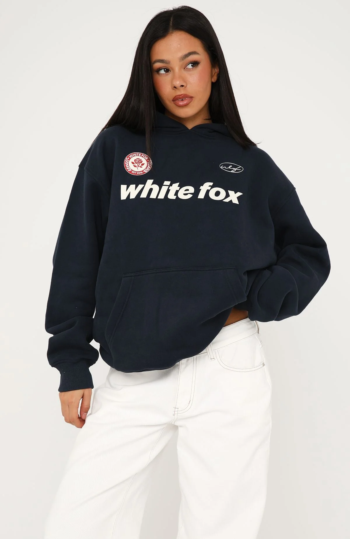 No Matter What Happens Oversized Hoodie Navy - Image 3