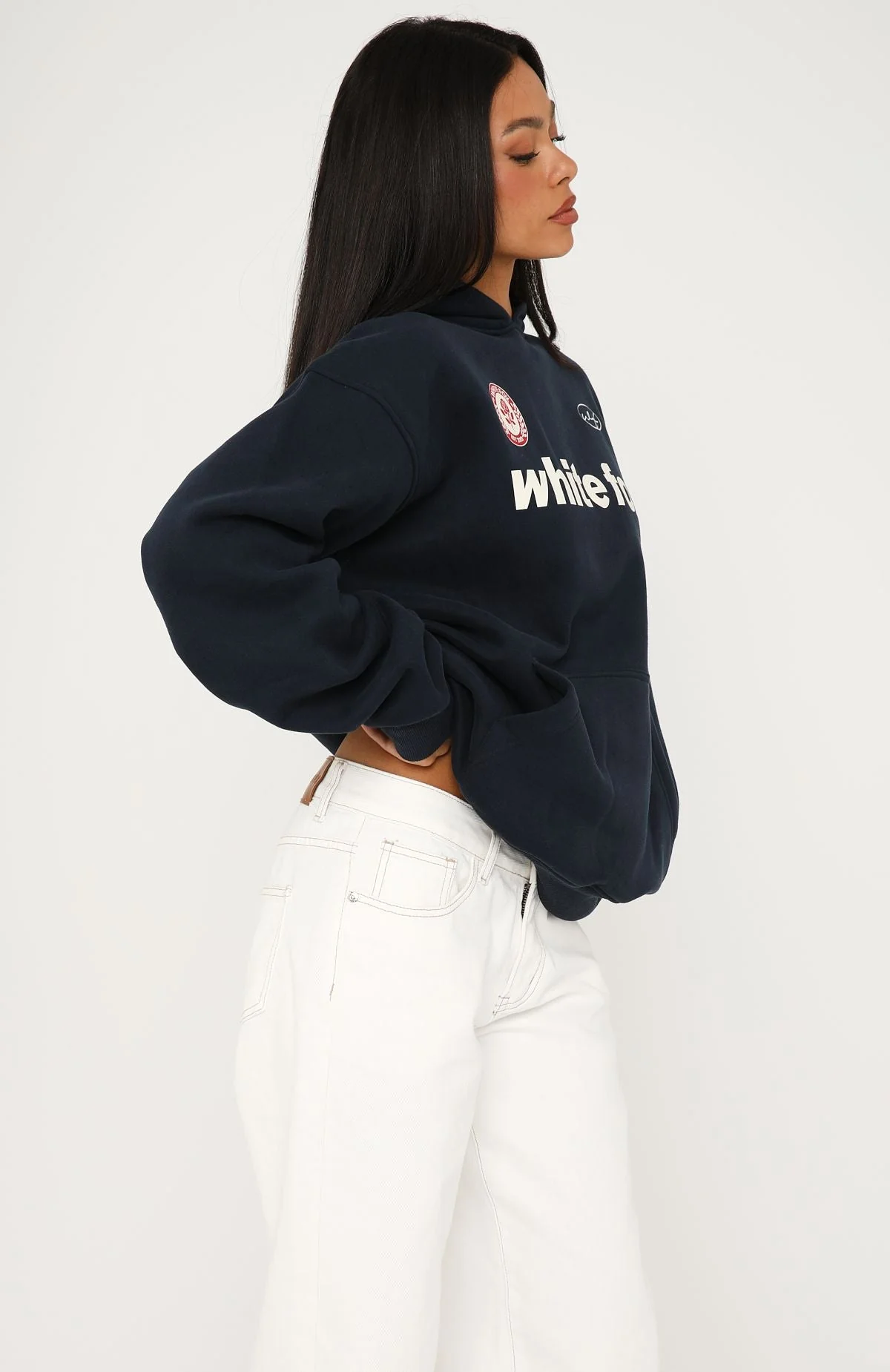 No Matter What Happens Oversized Hoodie Navy - Image 4