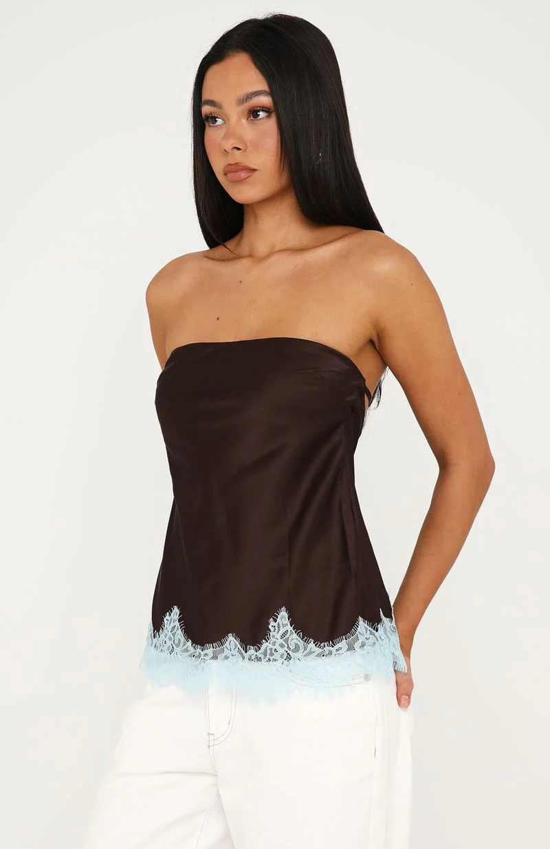 Nothing Like It Strapless Top Chocolate/Blue - Image 3