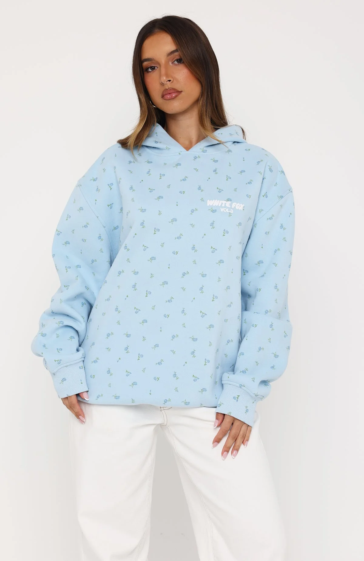 Offstage Printed Oversized Hoodie Blue Ditsy - Image 2