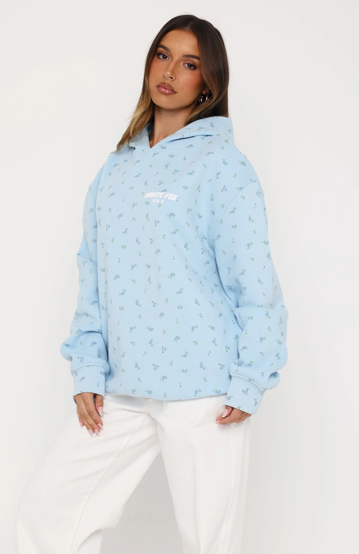 Offstage Printed Oversized Hoodie Blue Ditsy - Image 3
