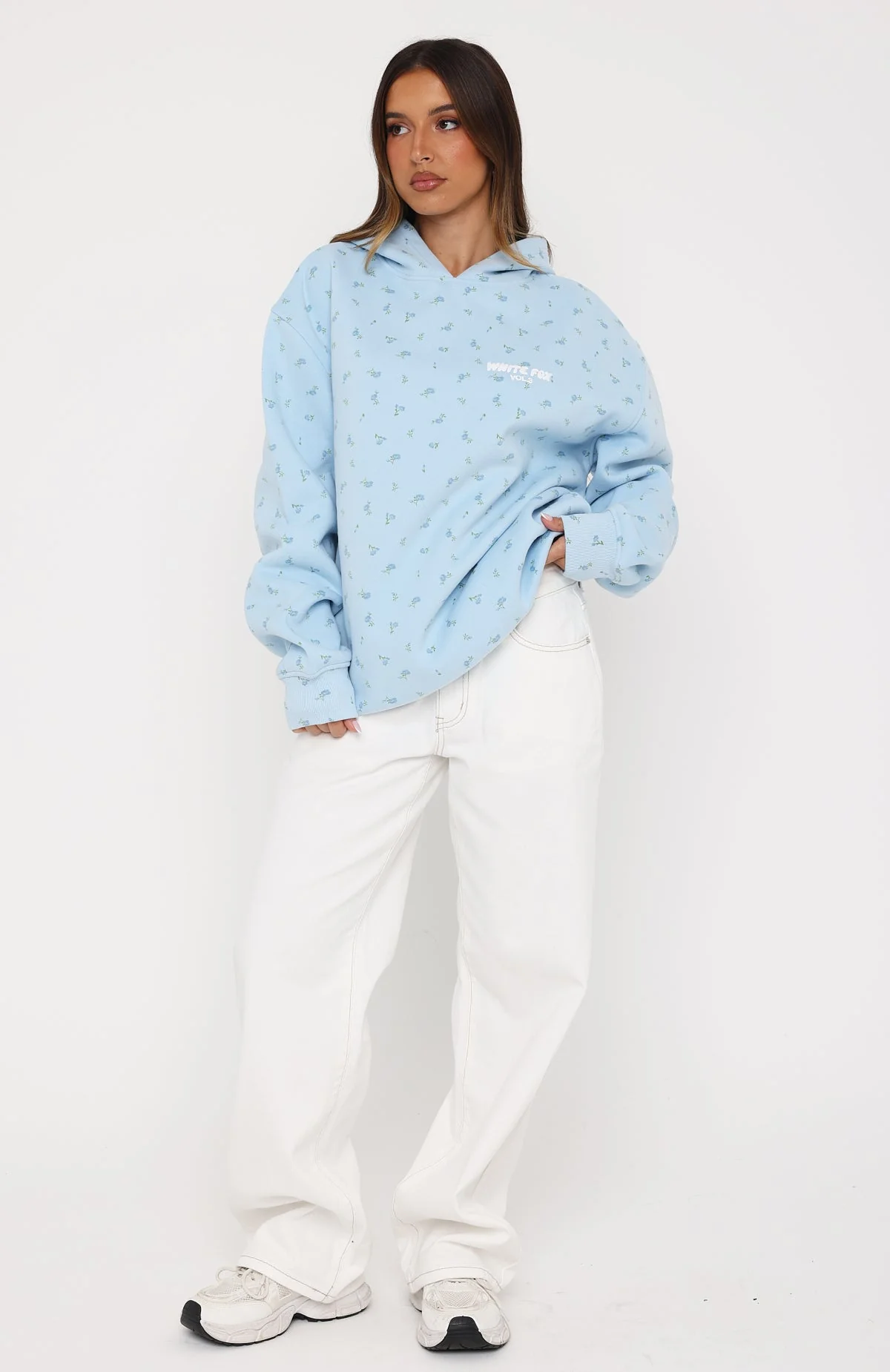 Offstage Printed Oversized Hoodie Blue Ditsy - Image 5