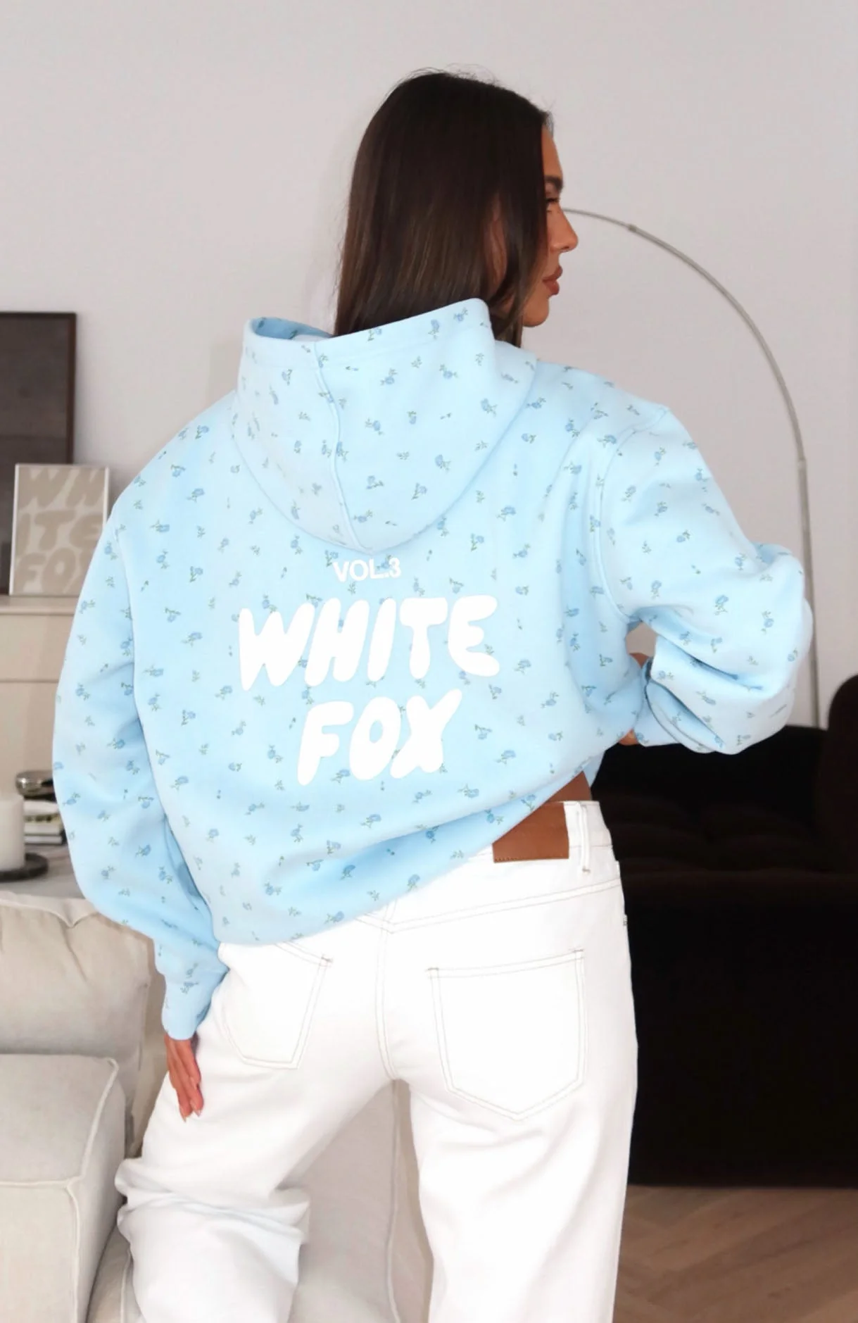 Offstage Printed Oversized Hoodie Blue Ditsy - Image 6