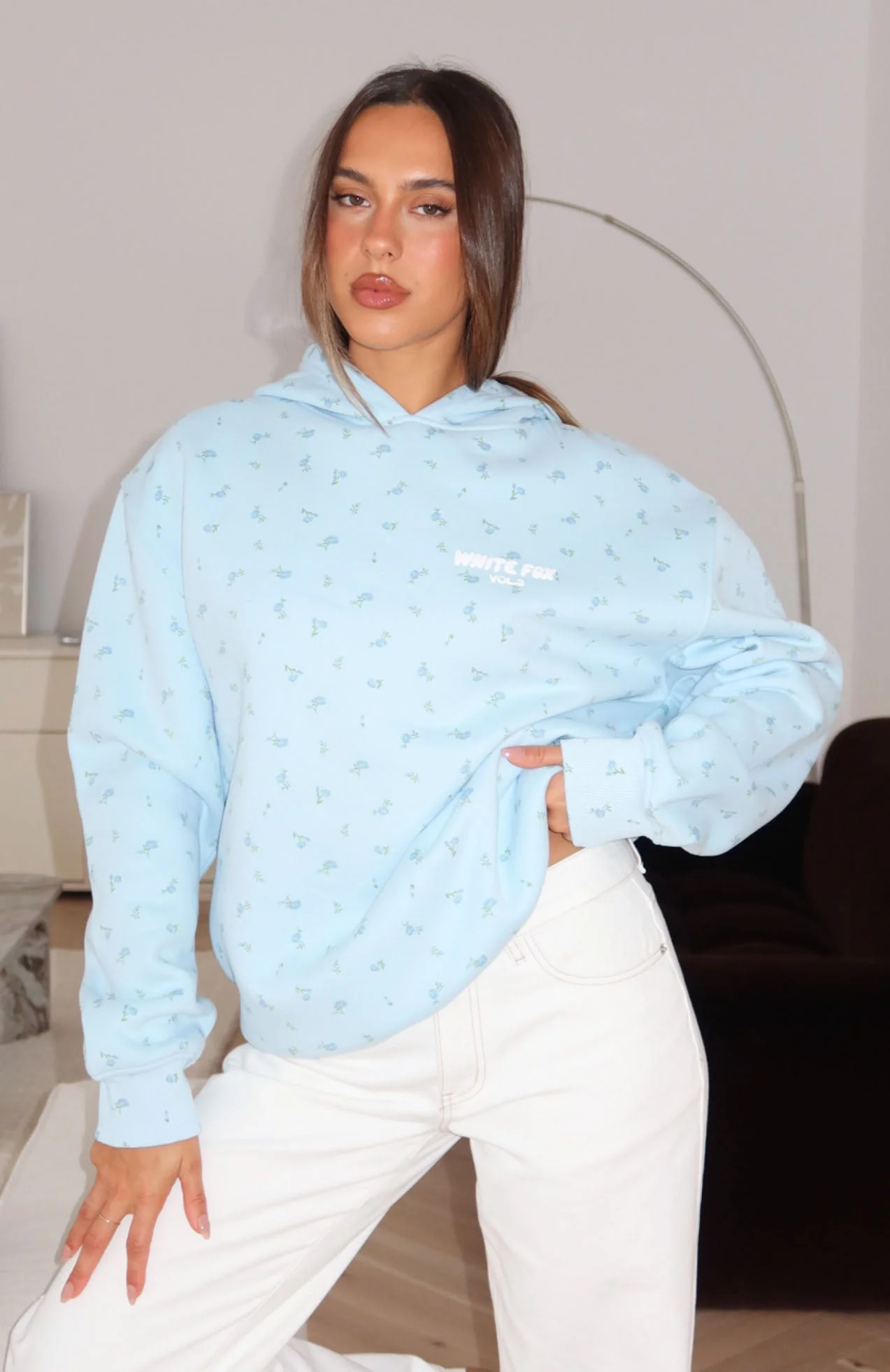 Offstage Printed Oversized Hoodie Blue Ditsy - Image 7