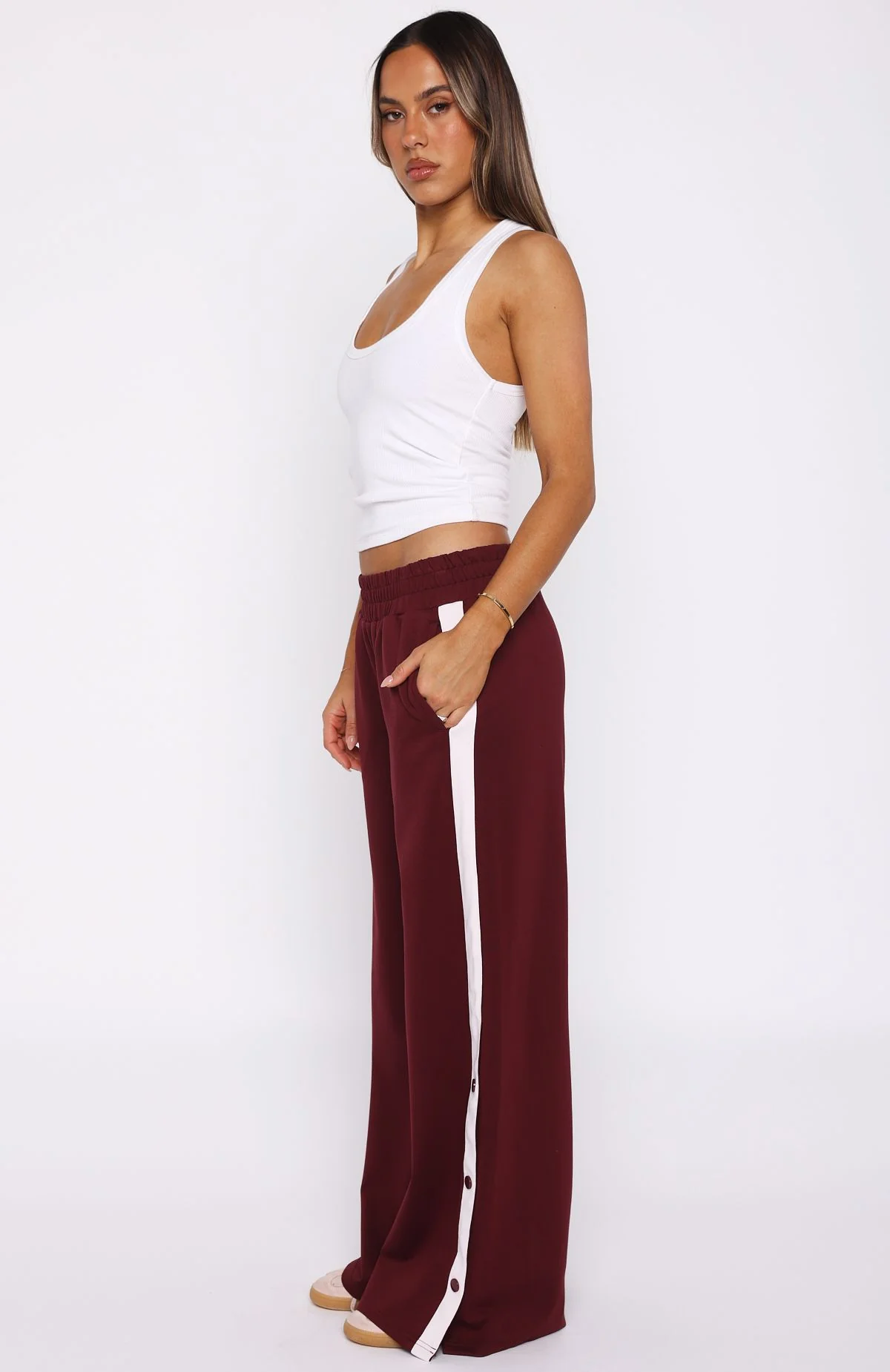 Our Bridges Burned Wide Leg Pants Burgundy - Image 3
