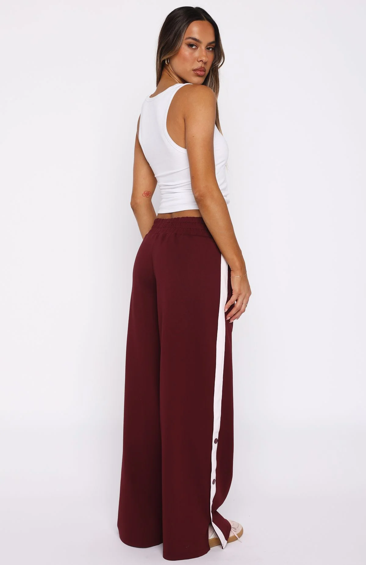 Our Bridges Burned Wide Leg Pants Burgundy - Image 4