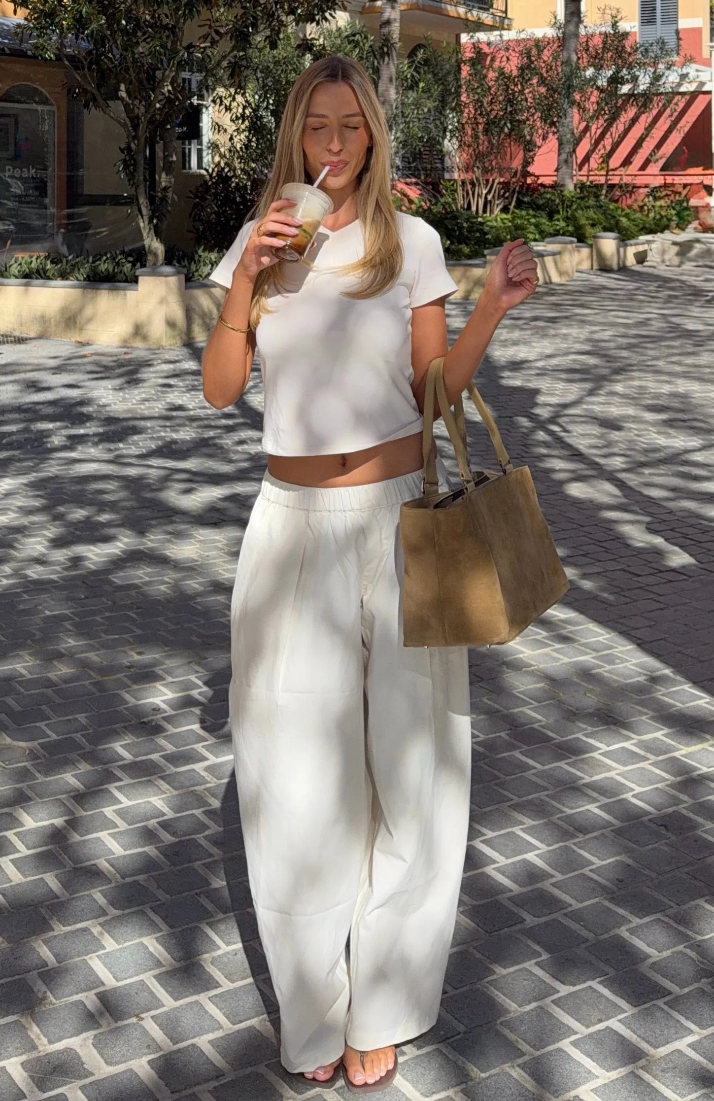 Out There Somewhere Pants White/Beige Pinstripe - Image 6