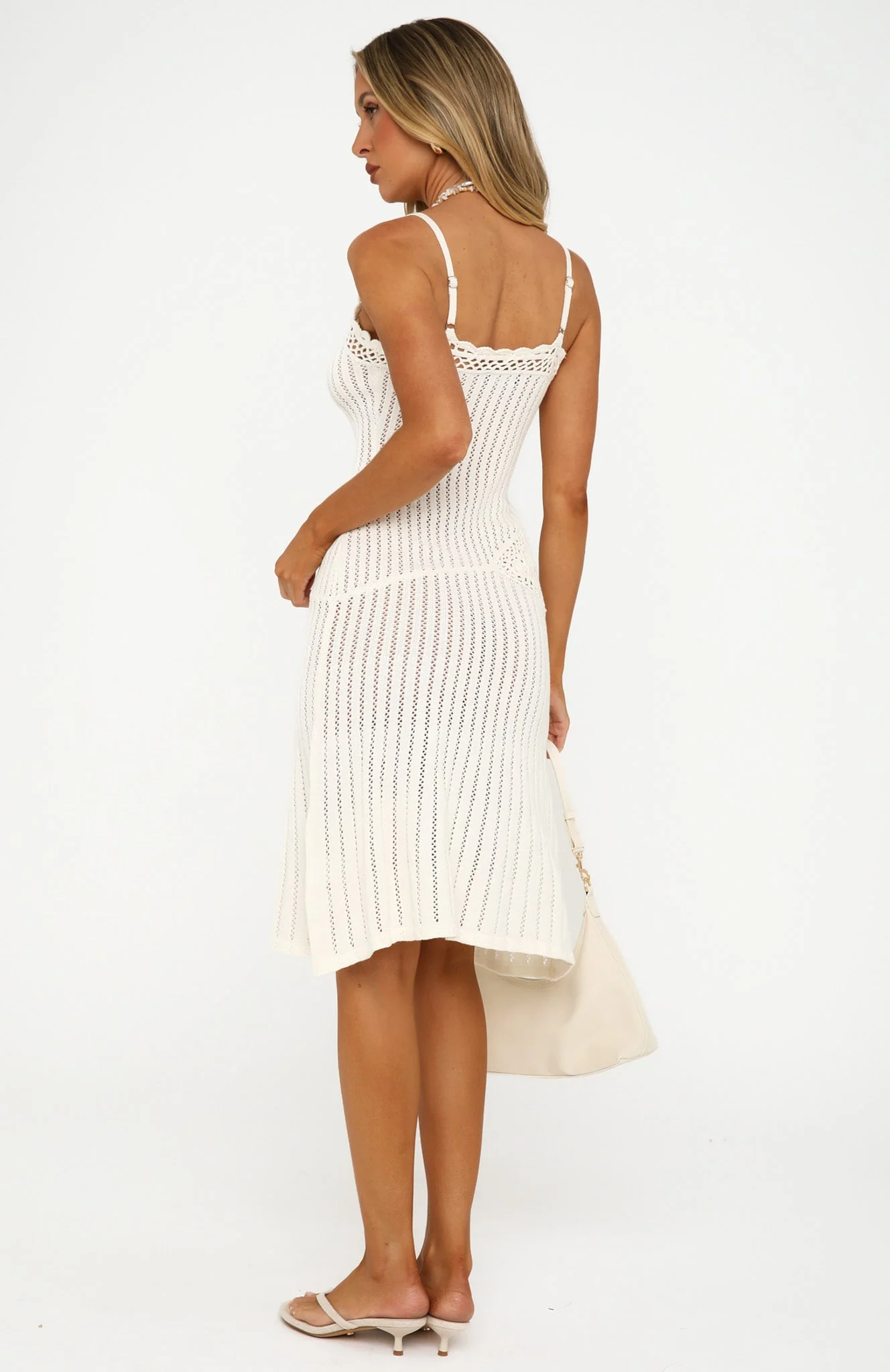 Paris Picnic Crochet Midi Dress Off White - Image 6