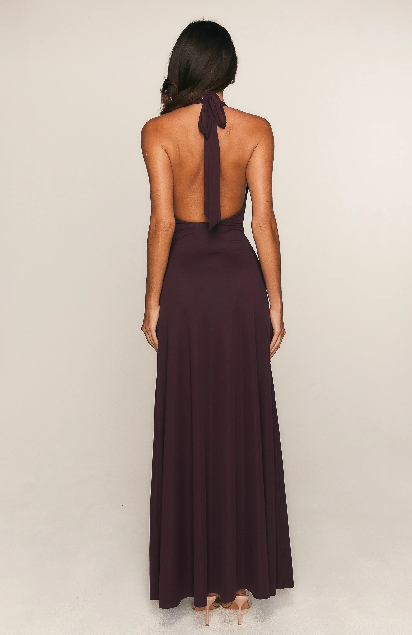 Perfect Illusion Halter Maxi Dress Dark Cherry - Image 3