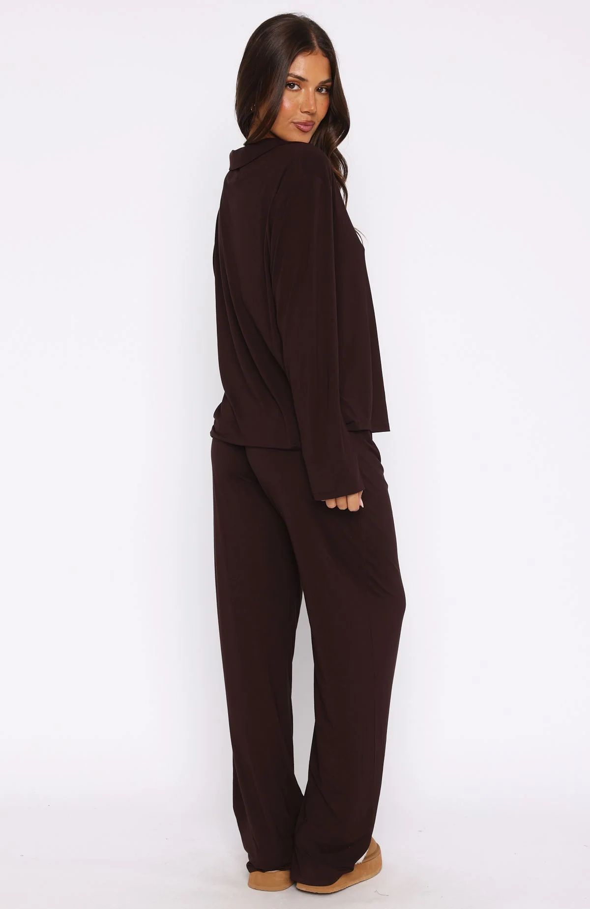 Pillow Talk Long Sleeve Pyjama Set Chocolate - Image 4
