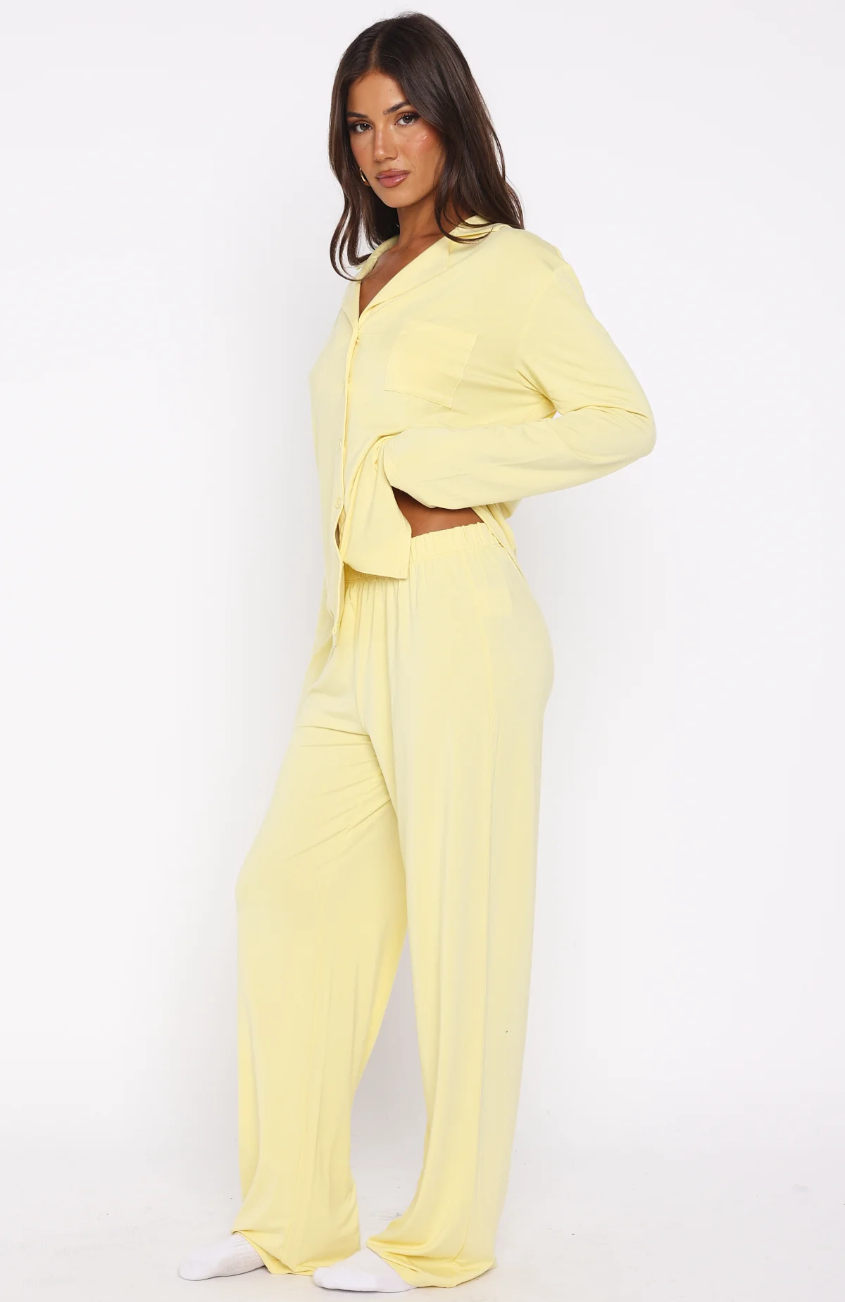 Pillow Talk Long Sleeve Pyjama Set Lemon - Image 3