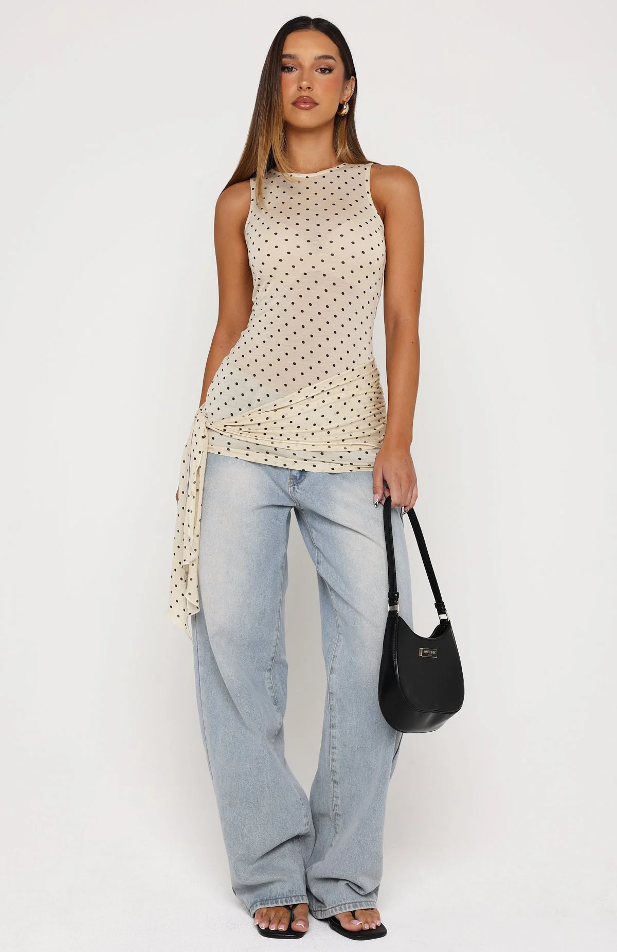 Pinch Me Tie Top Butter/Black Polka Dot - Image 5