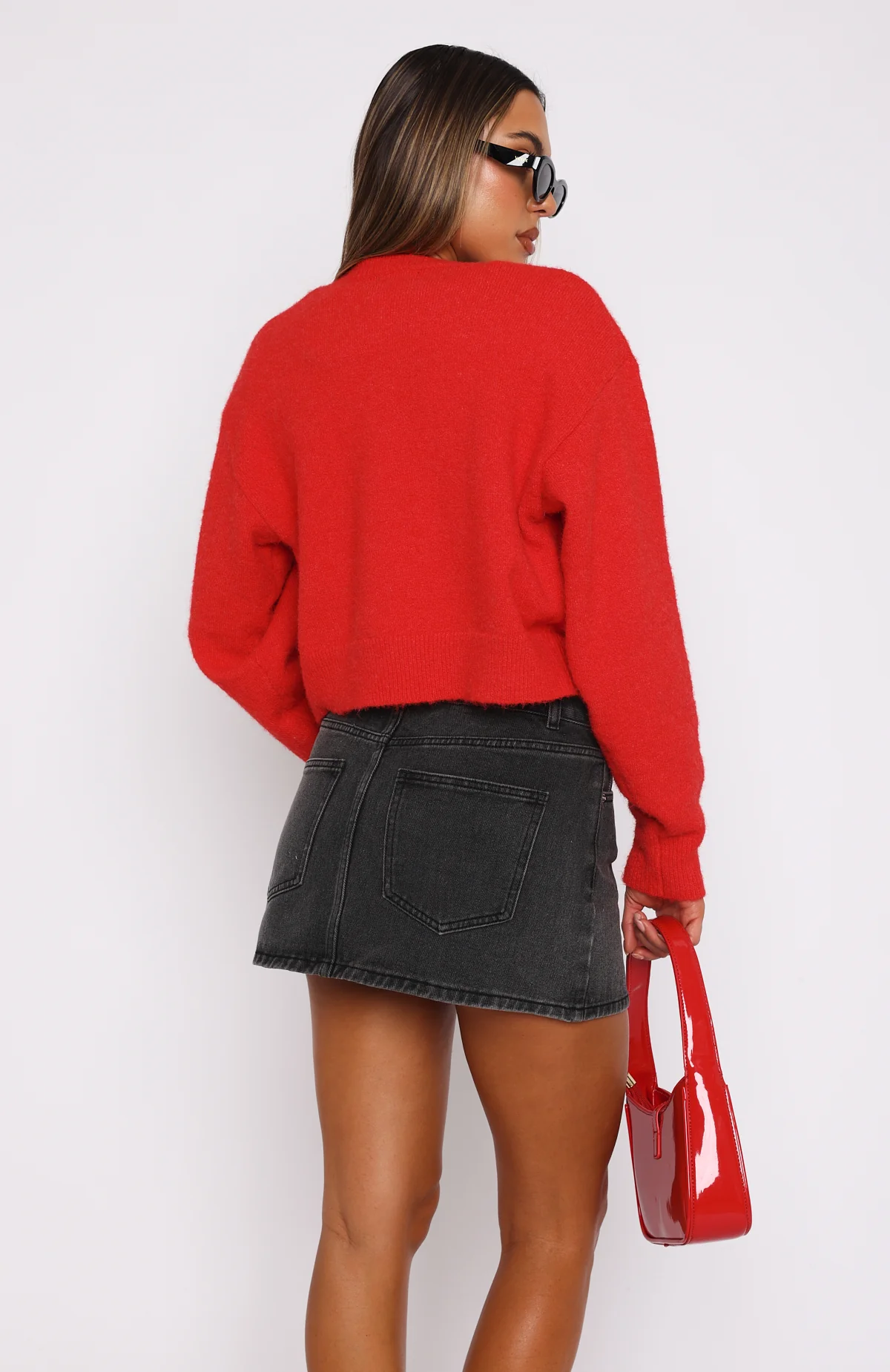 Press Reset Denim Mini Skirt Washed Black - Image 4