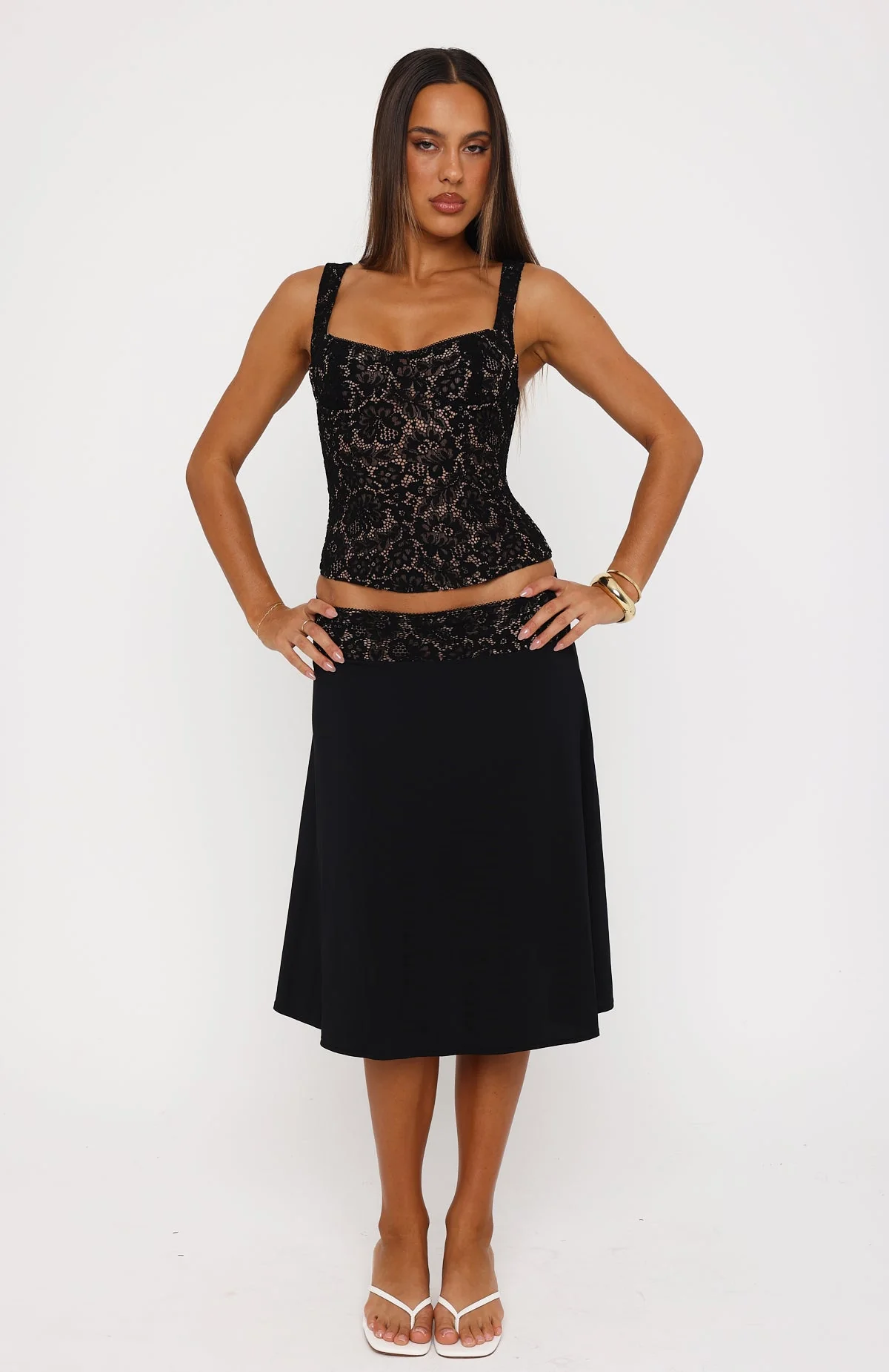 Promise Kept Lace Midi Skirt Black - Image 2