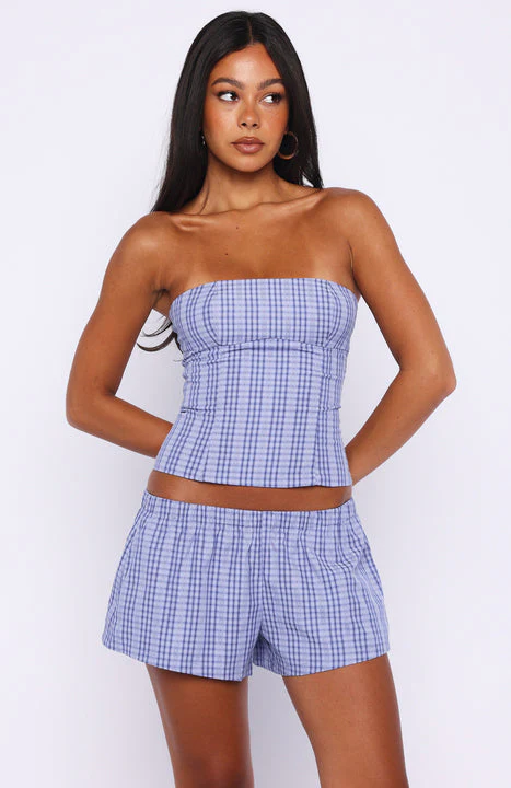 Promise Me This Shorts Navy Check - Image 2