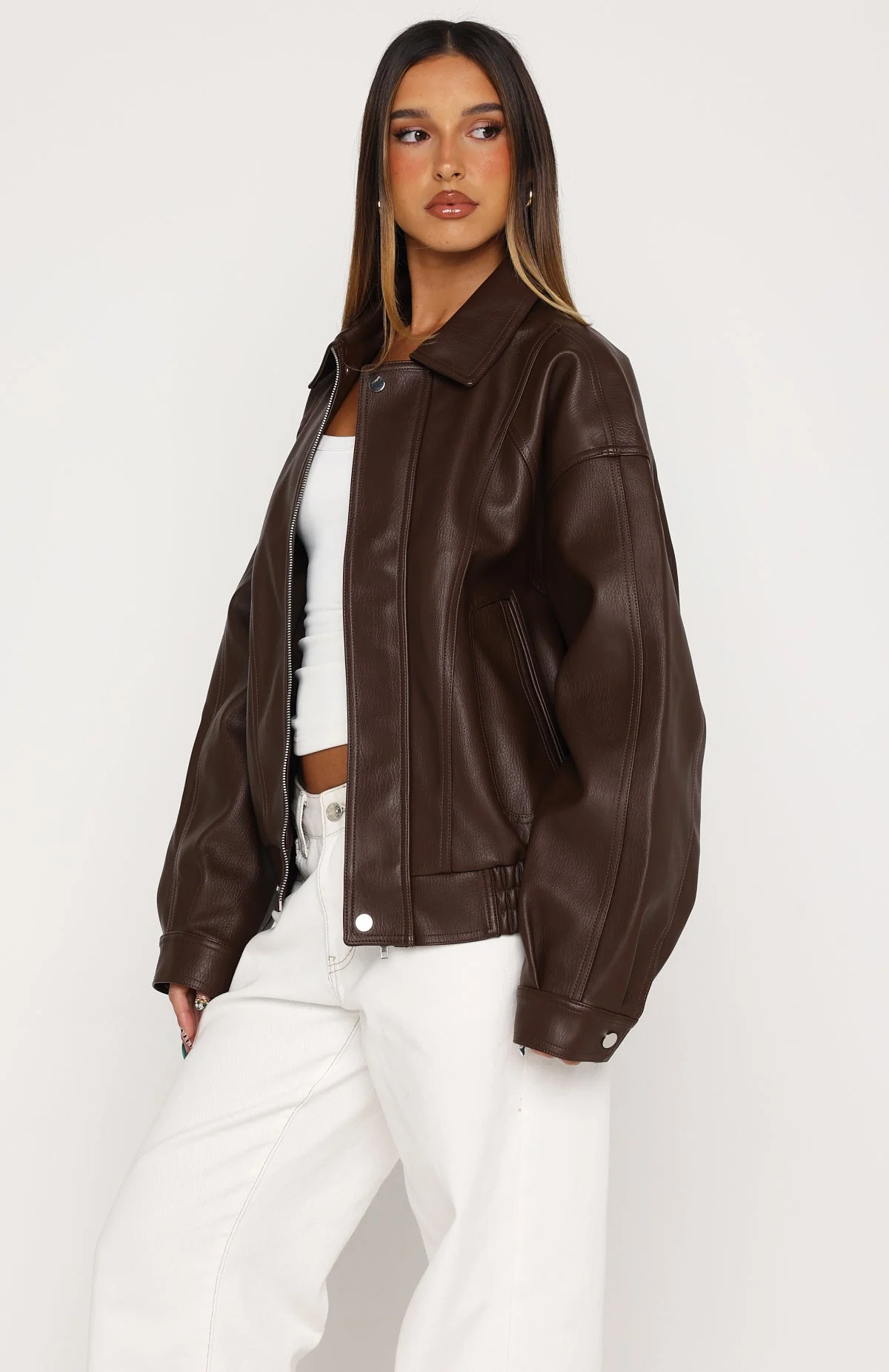 Retrograde PU Jacket Chocolate - Image 3
