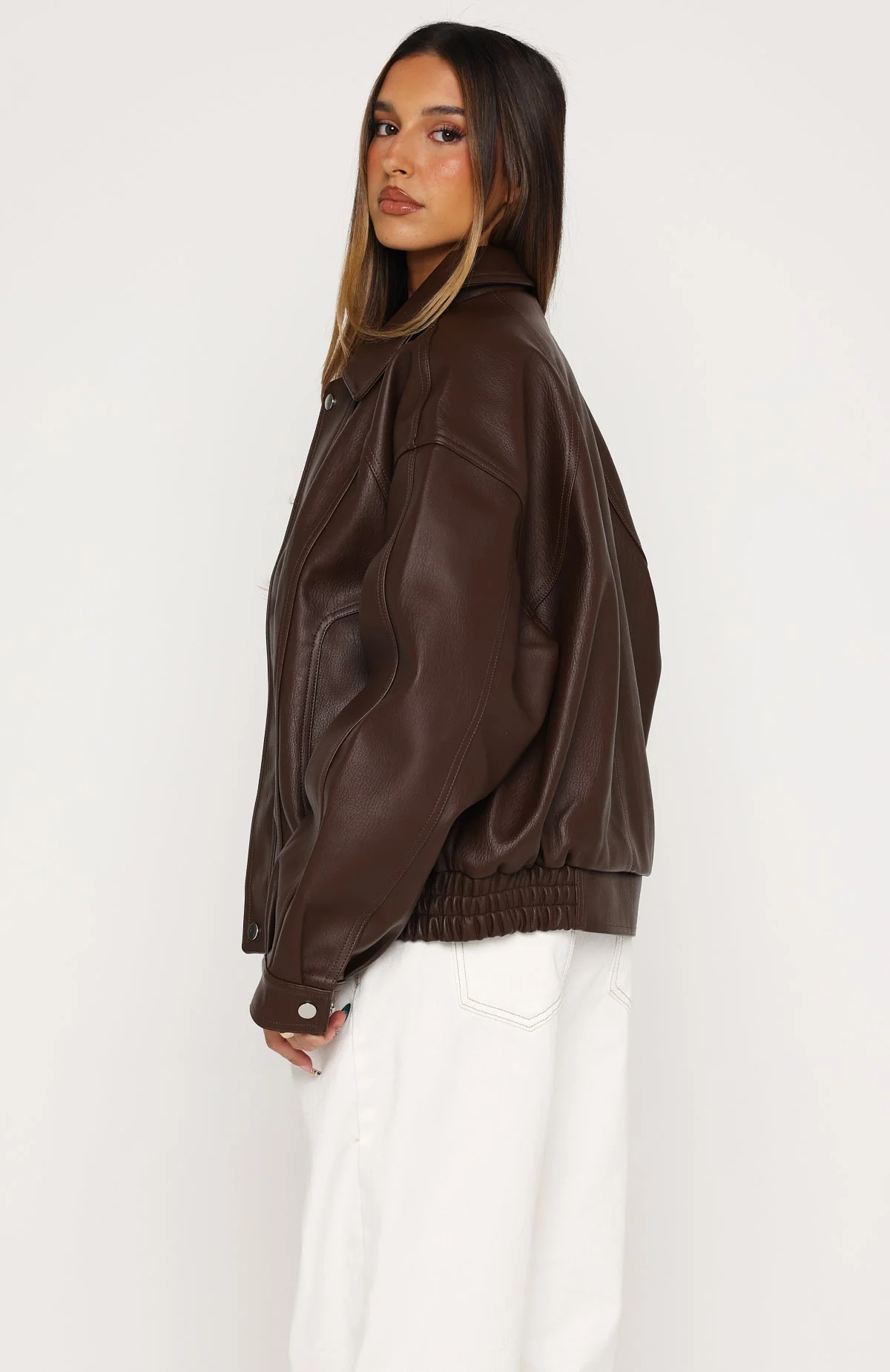Retrograde PU Jacket Chocolate - Image 4