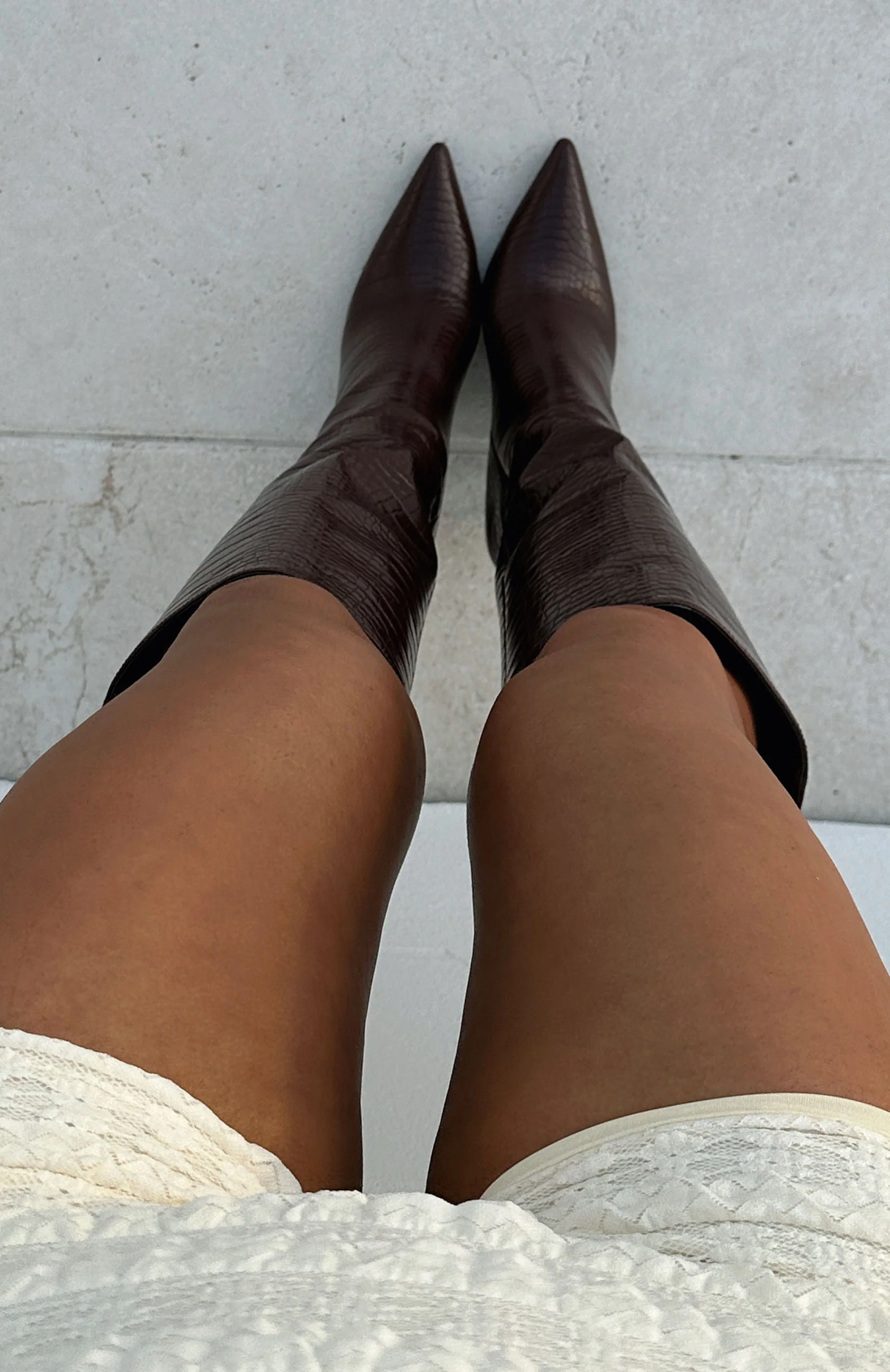 Run Away With Me Knee High Boots Choc Croc - Image 4