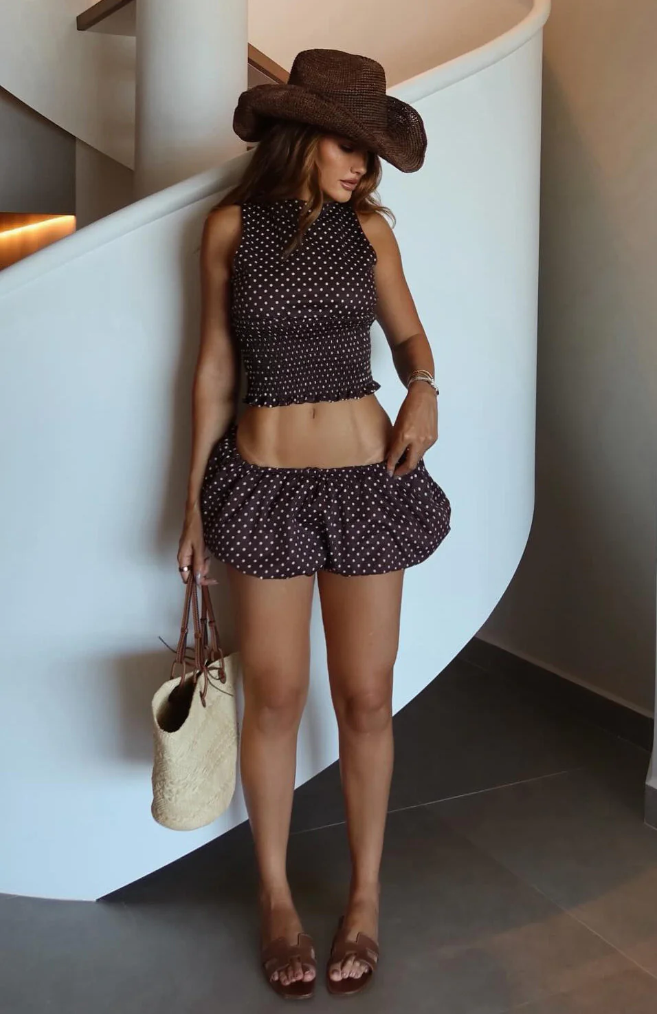 Runaway Heart Mini Skort Chocolate Polka Dot - Image 2