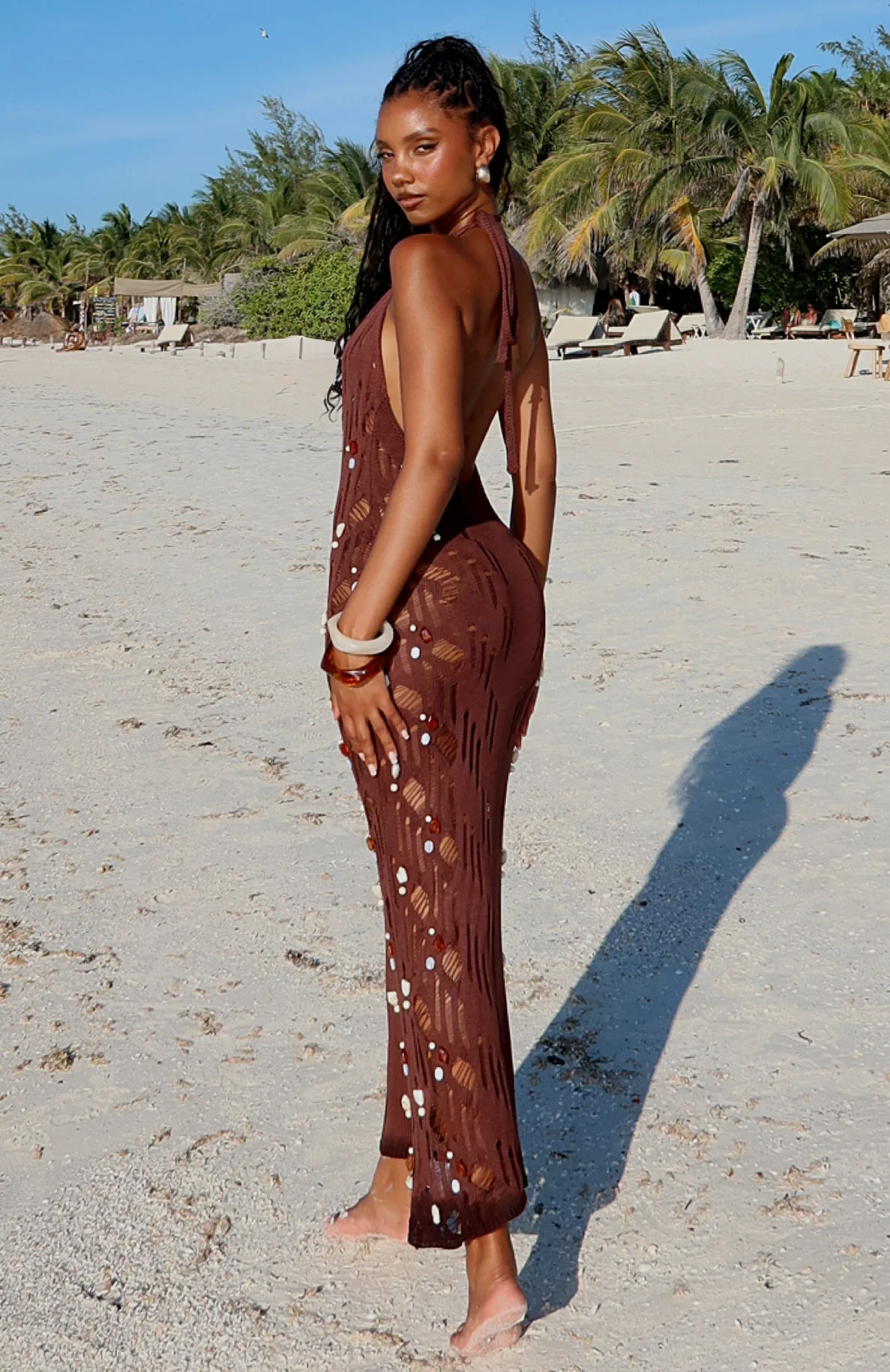 Sculpted Soul Beaded Knit Maxi Dress Chocolate - Image 8