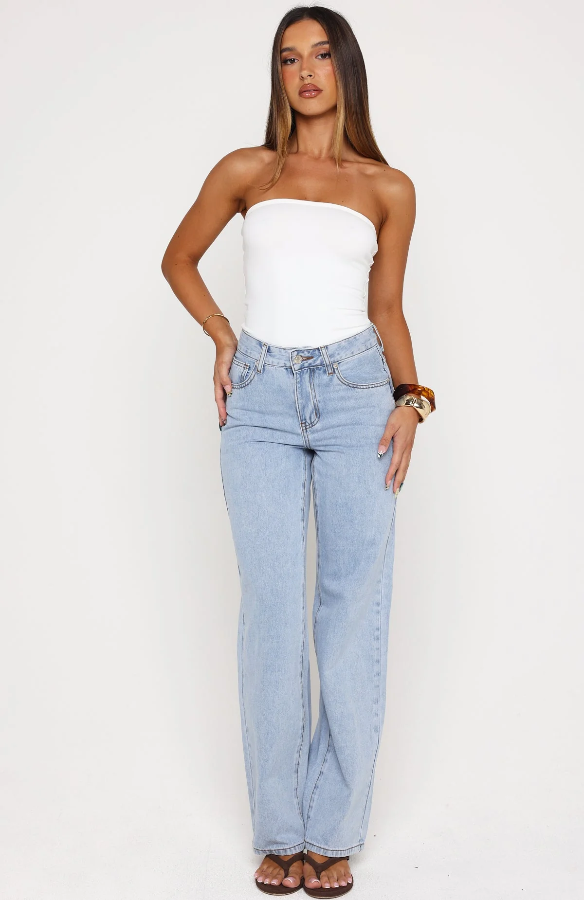 Seren Mid Rise Straight Leg Jeans Mid Blue - Image 2