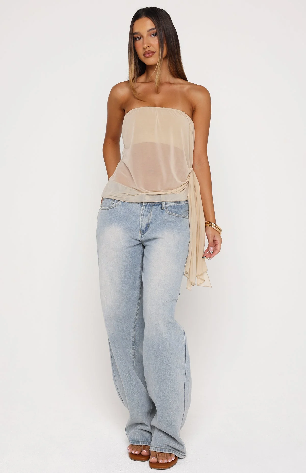 Sheer Intent Strapless Top Nude - Image 5