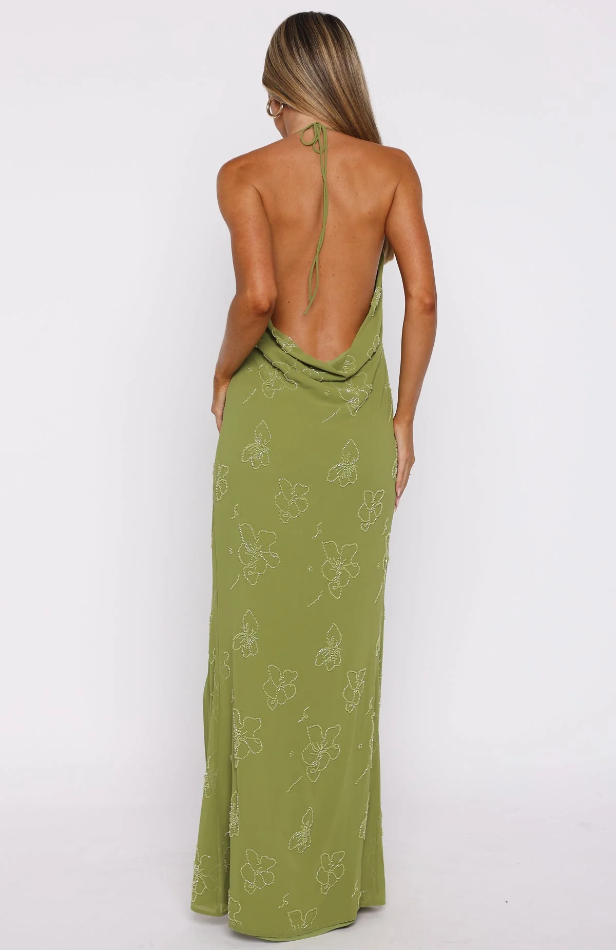 Slow Dancer Beaded Maxi Dress Green Tea - Image 5