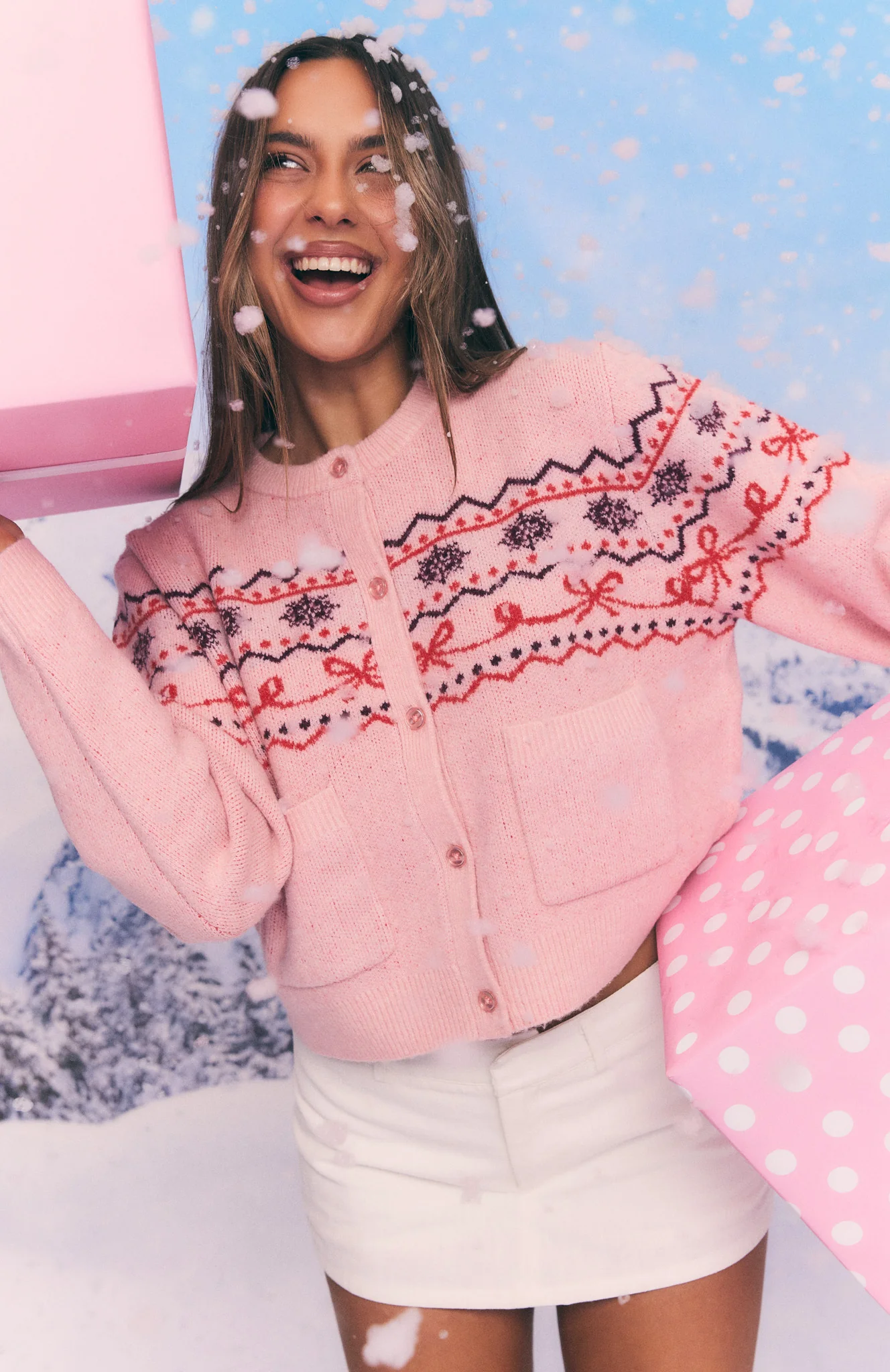 Snowflake Cuddles Knit Cardigan Blossom - Image 3
