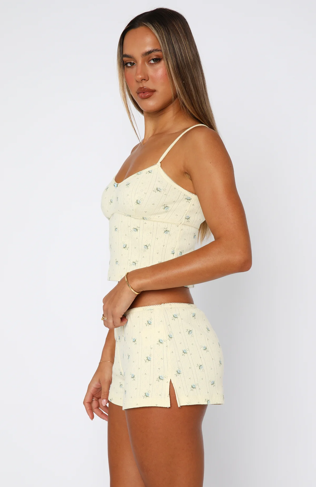 Snuggle Season Pyjama Shorts Lemon Floral - Image 3