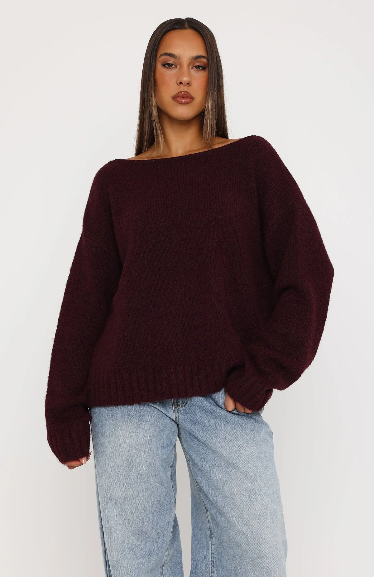 Softer Love Knit Sweater Merlot - Image 3