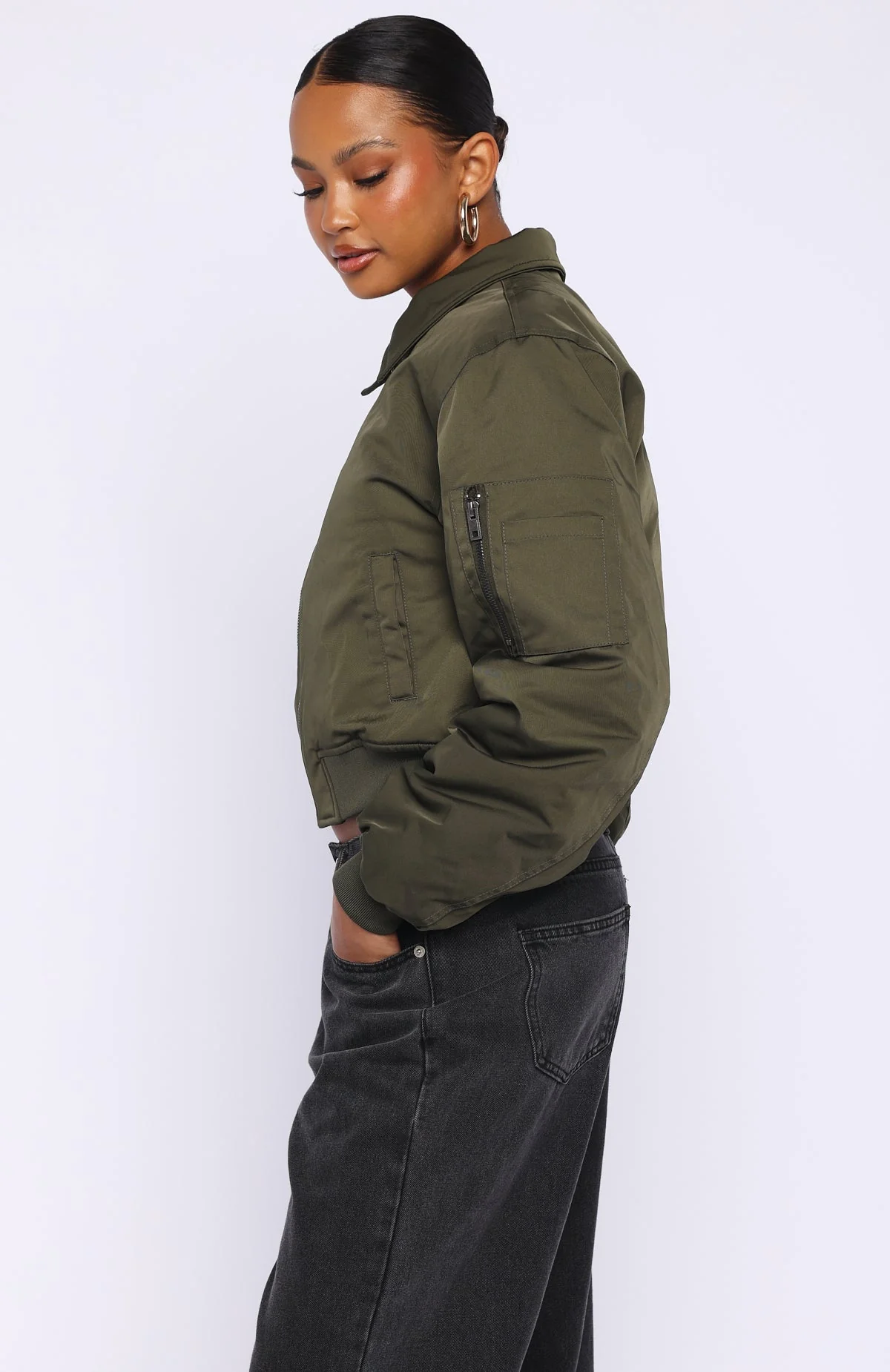 Something Forgotten Bomber Jacket Khaki - Image 3