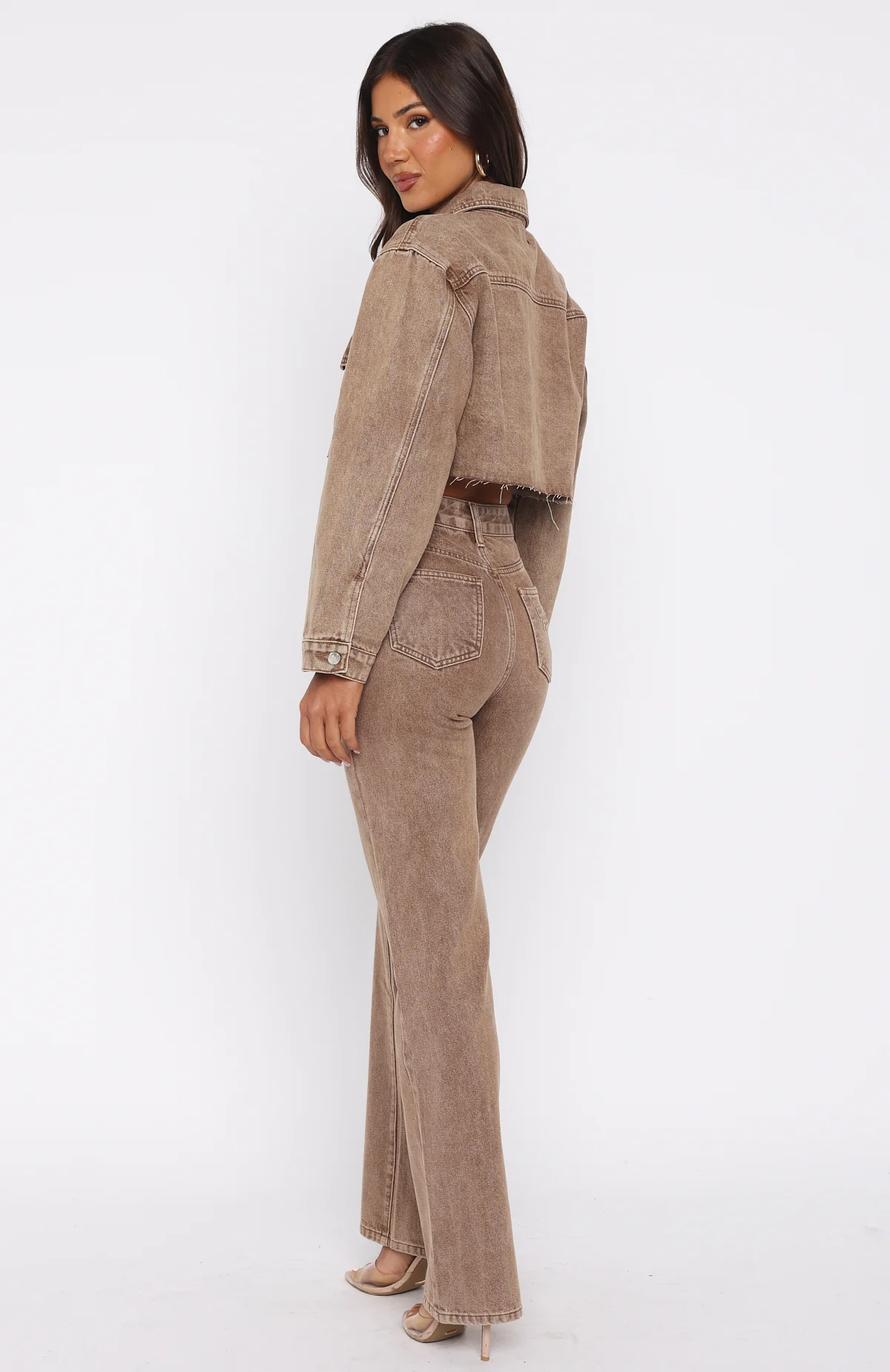 Something To Prove High Rise Straight Leg Jeans Tan Wash - Image 5