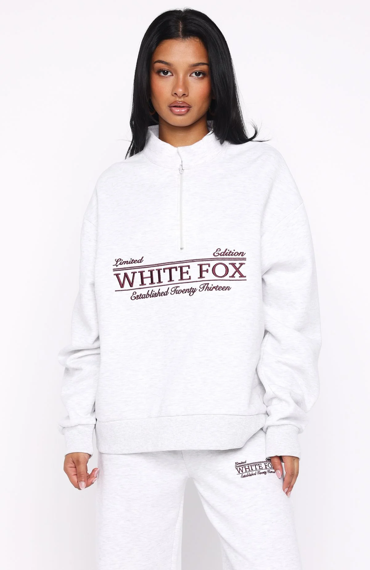 Standing My Ground Zip Front Sweater Grey Marle - Image 2