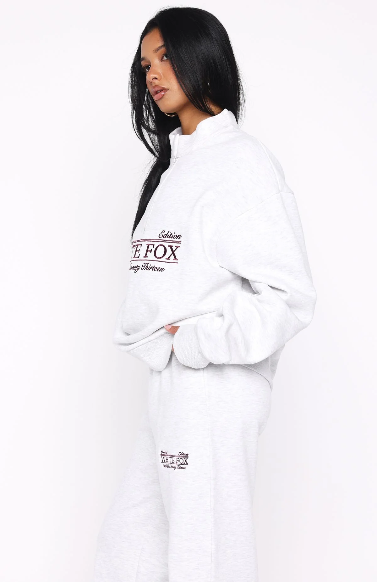 Standing My Ground Zip Front Sweater Grey Marle - Image 3