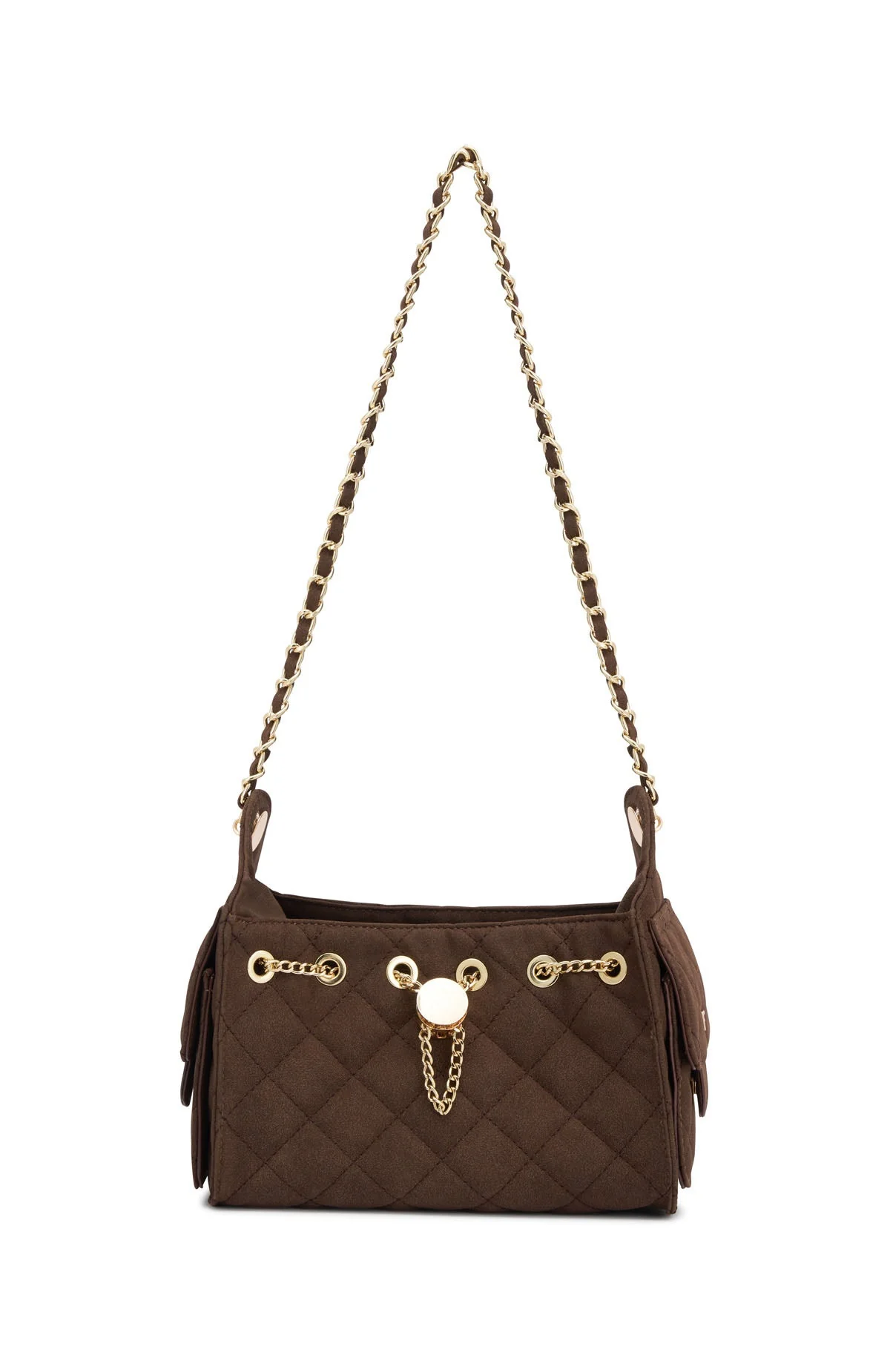 Staria Shoulder Bag Dark Chocolate Faux Suede - Image 3