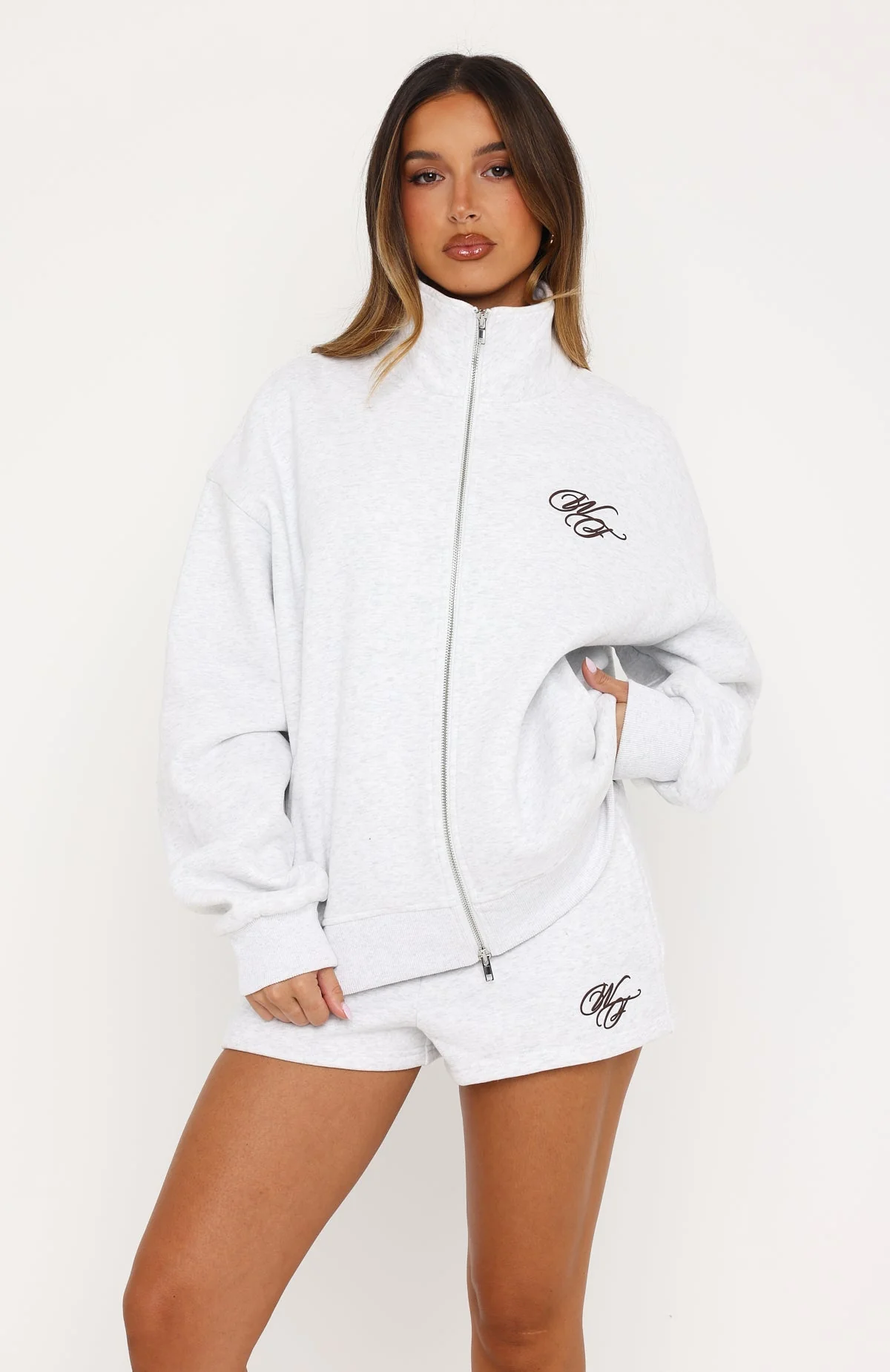 Studio 17 Raven Oversized Zip Jacket Grey Marle - Image 2