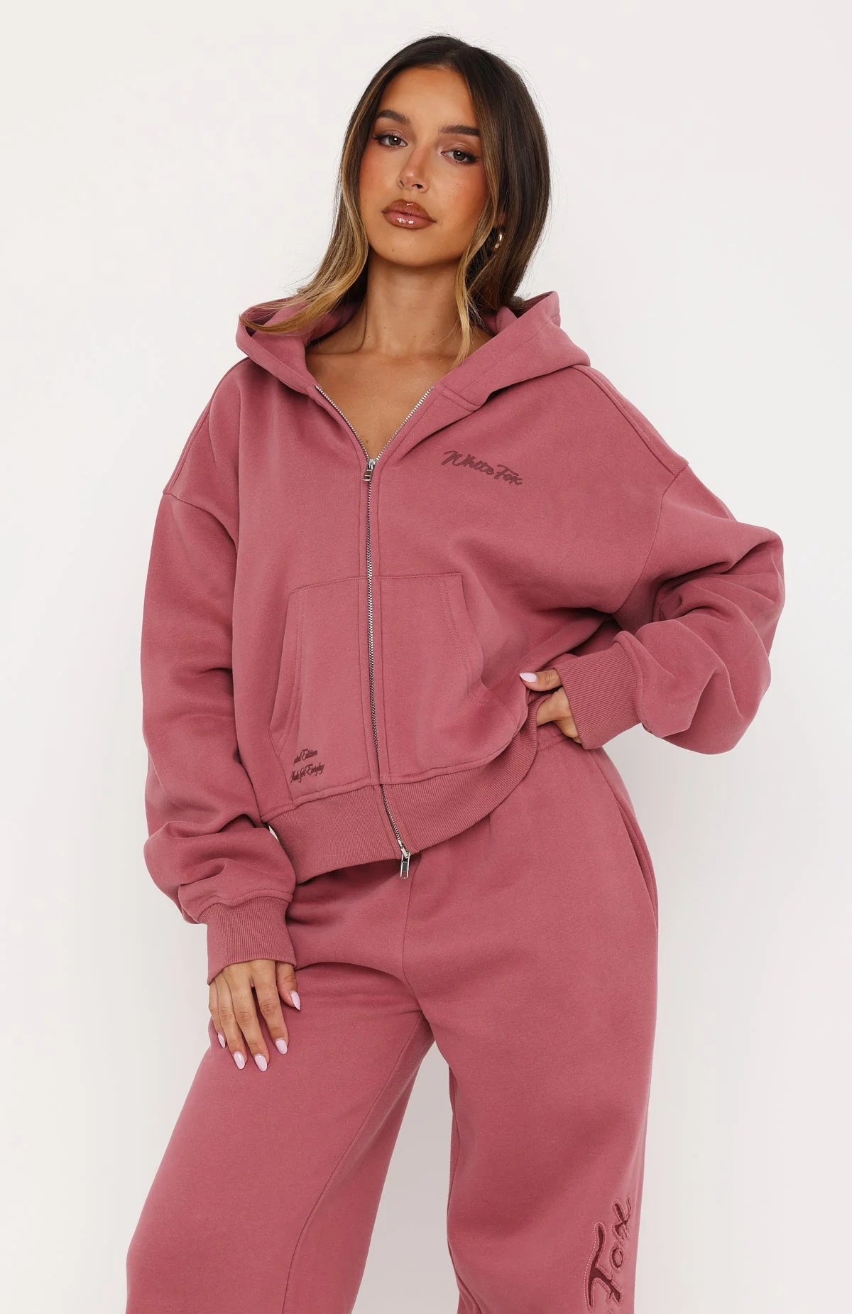 Studio 17 Willa Boxy Zip Front Hoodie Dusty Plum - Image 3
