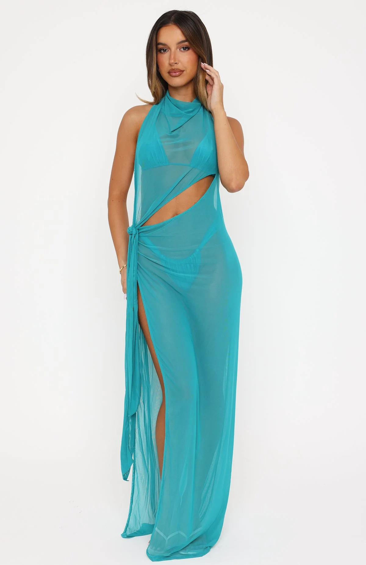 Sunset Club Maxi Dress Ocean Teal - Image 3