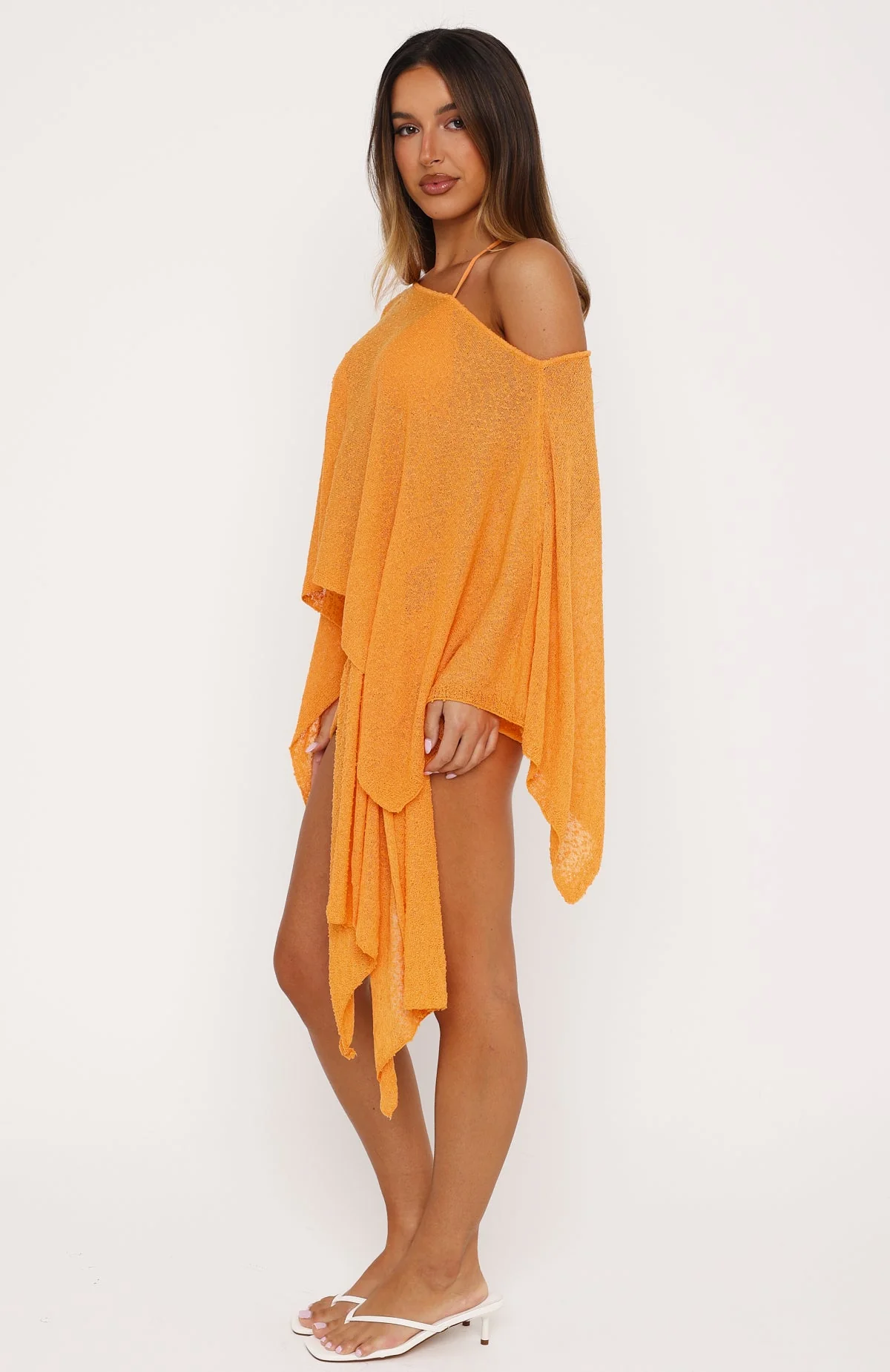 Sunset Silhouette Knit Poncho Top Marigold - Image 4