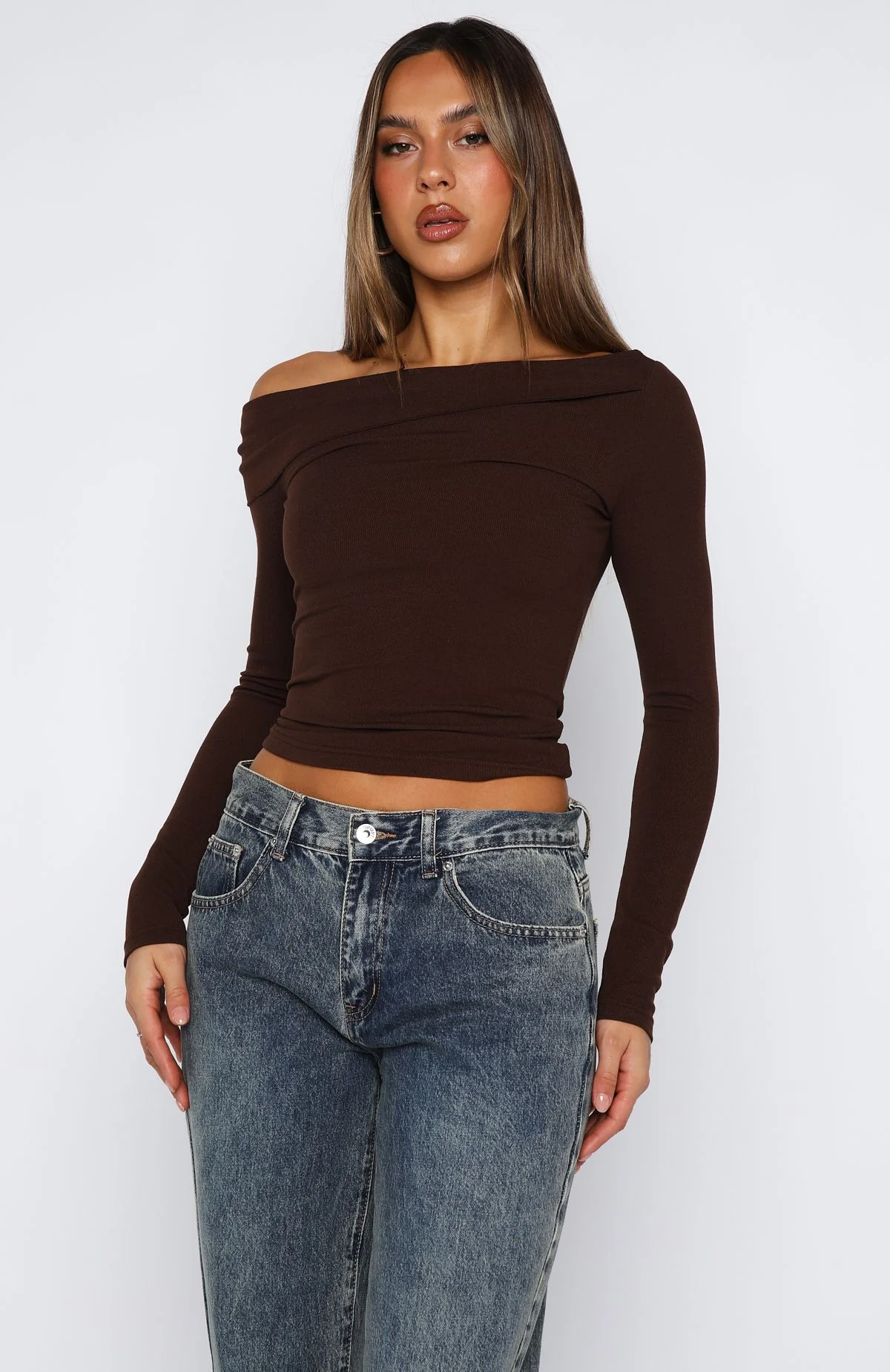 Swapping Digits Long Sleeve Top Chocolate - Image 2