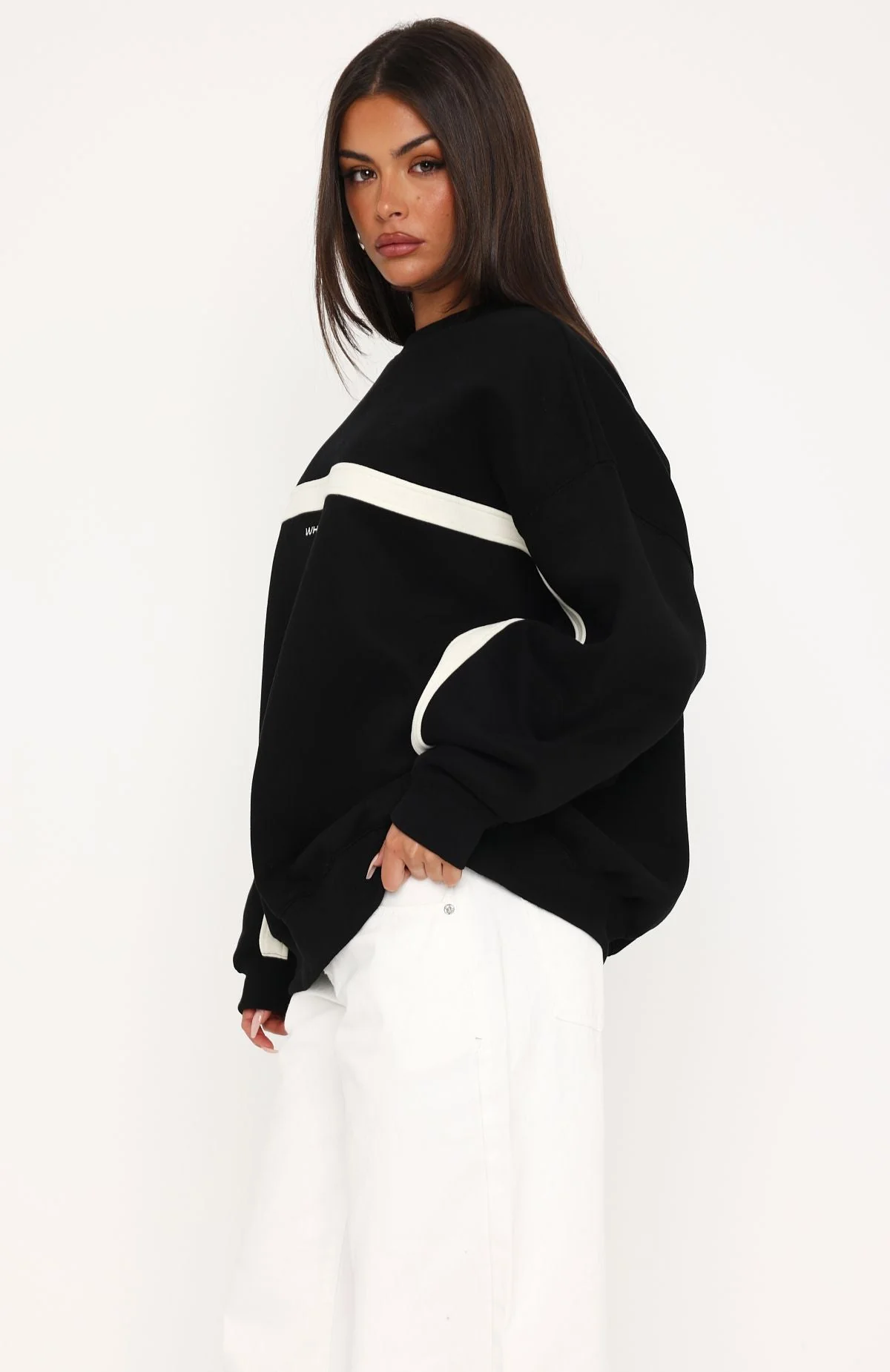Take Another Chance Oversized Drop Shoulder Sweater Black - Image 3