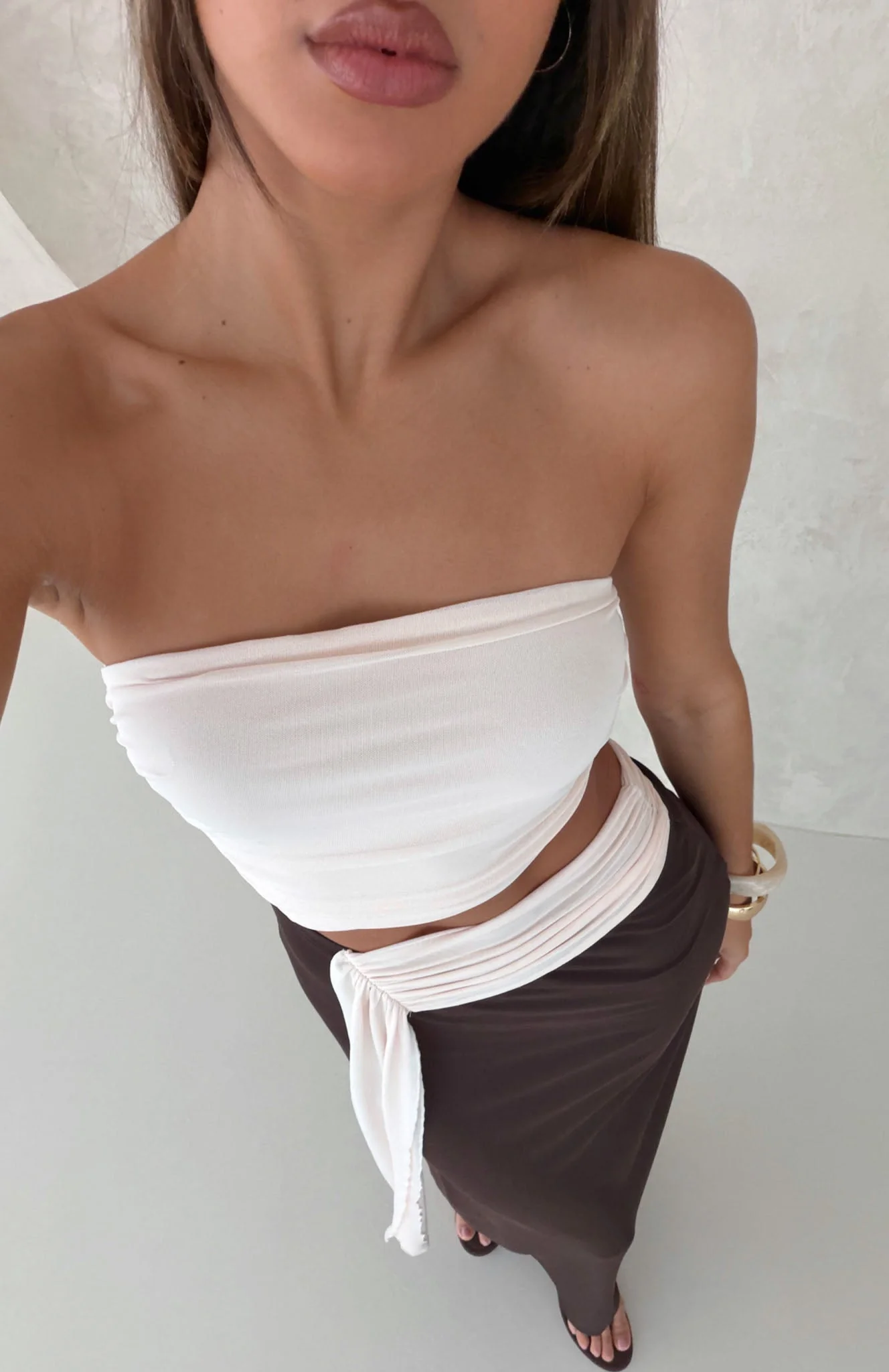 Talk About Forever Strapless Maxi Dress Oat/Chocolate - Image 5