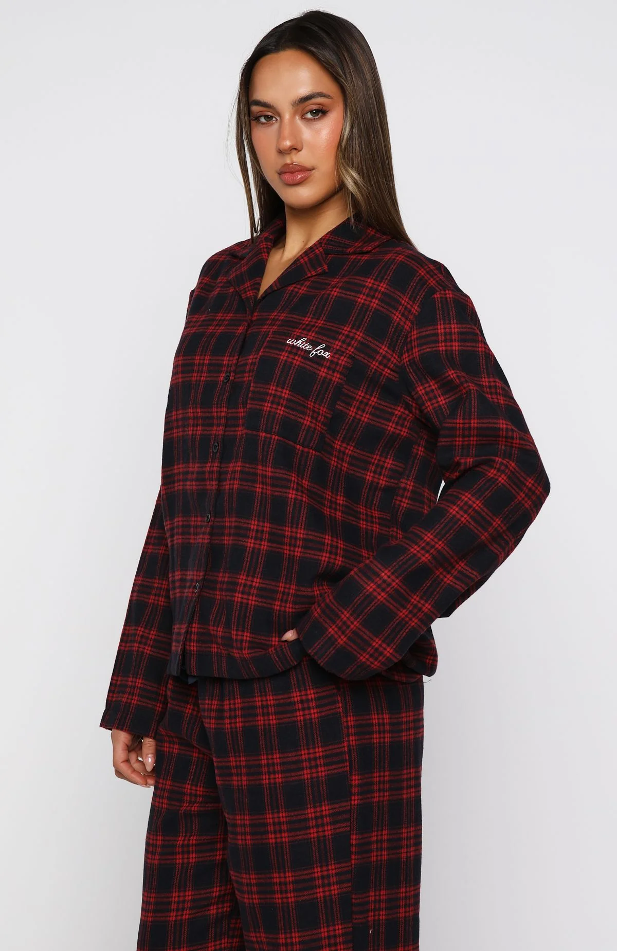 That Time Of Year Long Sleeve Pyjama Top Red/Navy - Image 3