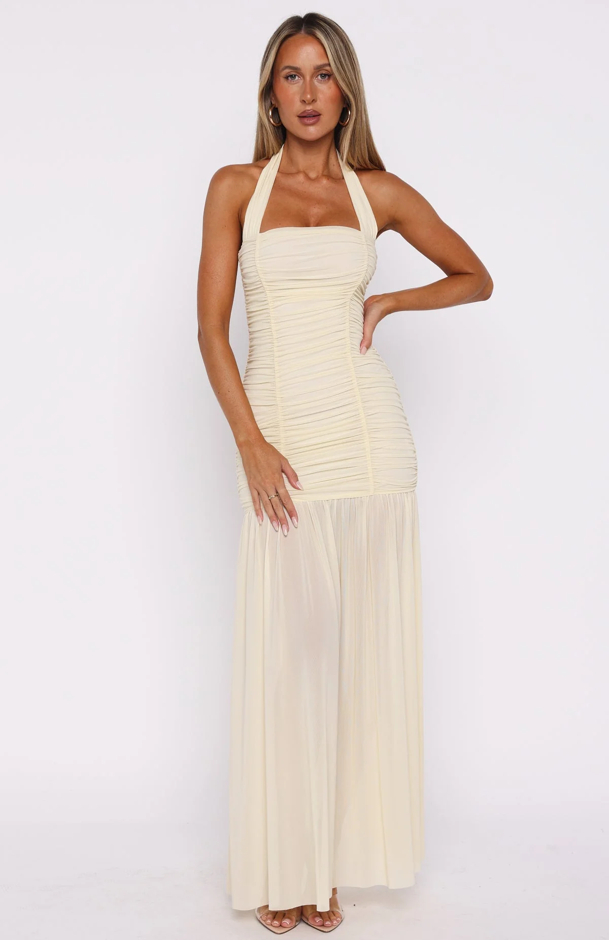 Unbothered Always Halter Maxi Dress Butter - Image 2