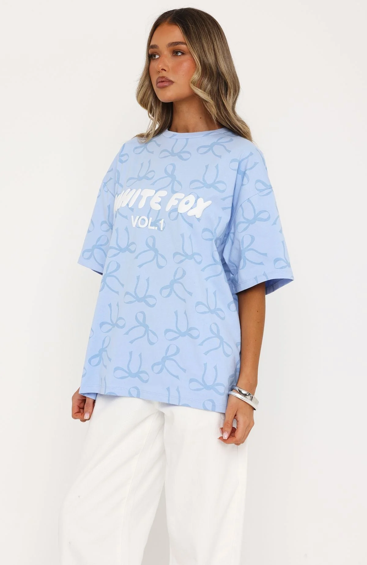 Vol. 1 Oversized Tee Blue Bow - Image 3